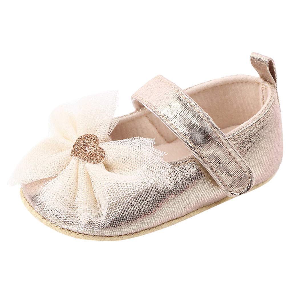 Kelon Baby Girls Butterfly-Knot Walkers - Comfortable First Shoes for Toddlers & Outdoor Play