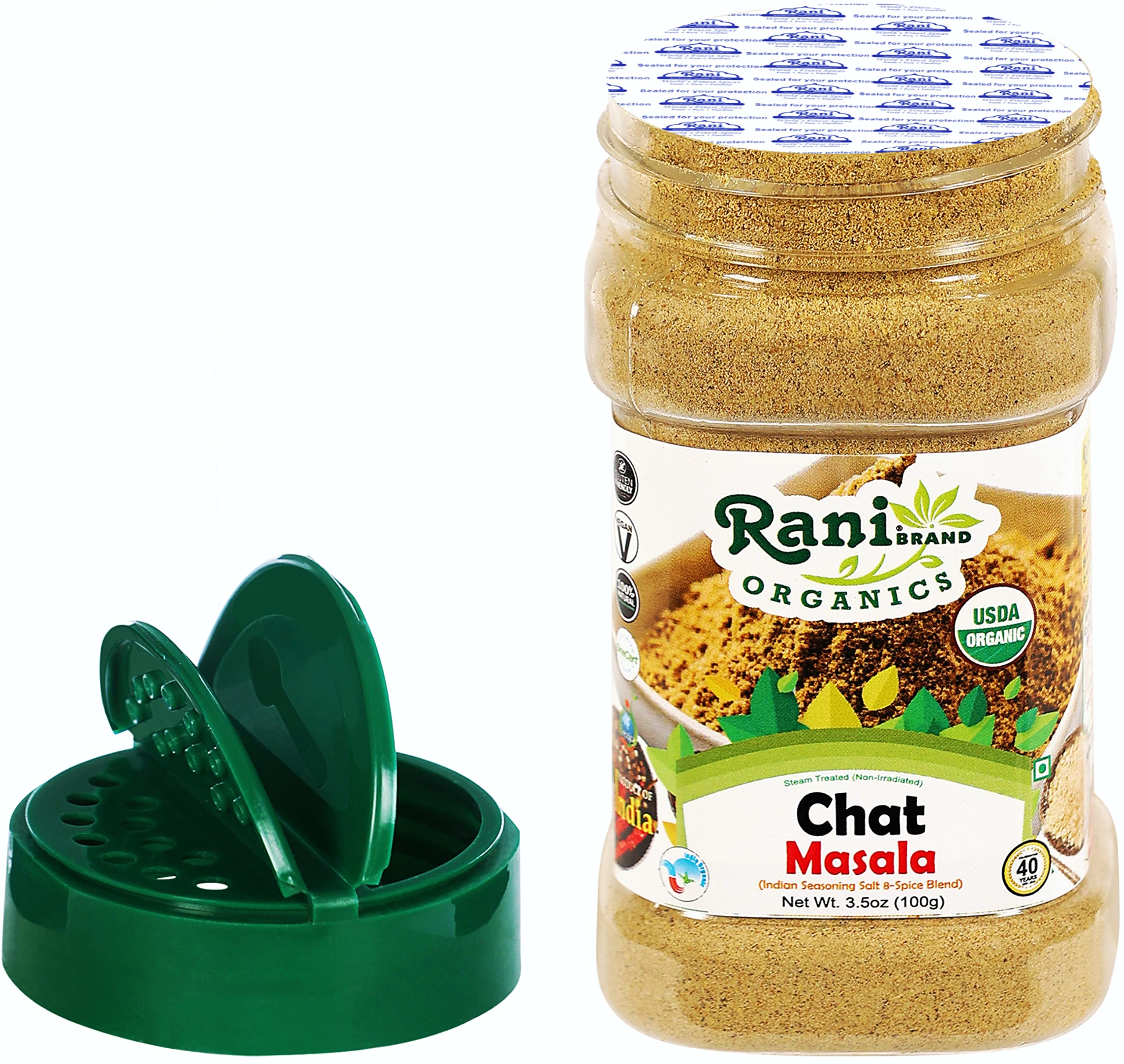 Organic Rani Chat Masala - Authentic Indian 8-Spice Seasoning Blend (3.5oz/100g) | All Natural, Vegan, Gluten-Free, Non-GMO | USDA Certified Organic | Perfect for Chaat, Fruits, Salads & Snacks