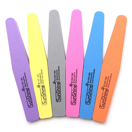 6 Colors 10pcs Nail Files & Buffers Set - 100/180 Grit Slim Sanding Tools for Nail Art, Polish & Gel Manicure (Purple) | Perfect for Home Salon, DIY Nail Care & Professional Use