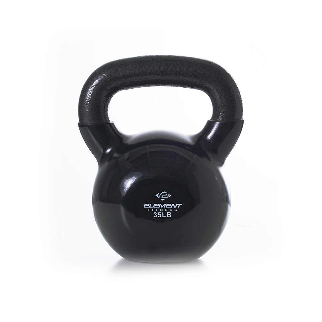 Vinyl Kettlebells 5-75 lbs Set | Durable Black Workout Weights for Home Gym, Strength Training & CrossFit