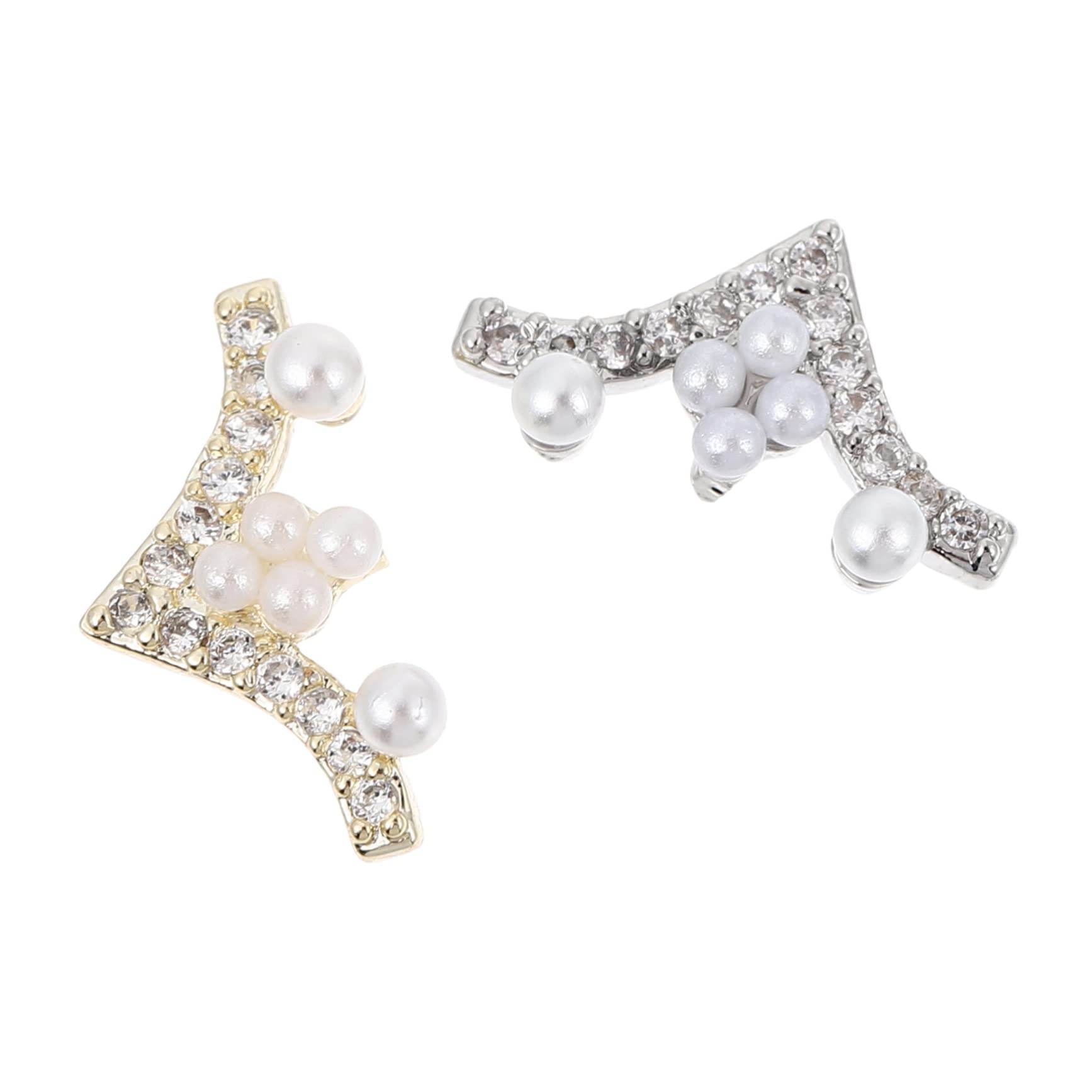 FRCOLOR 2pcs Nail Drill Pearl Decorations - Diamond & Zircon Nail Charms for Manicure, Nail Art Studs, Acrylic Nails - Perfect for Bridal, Party & Salon Nail Designs