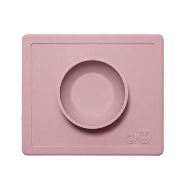ezpz Happy Bowl - Nordic Blush Baby Feeding Dish | Non-Slip Silicone Toddler Bowl for Mess-Free Meals | Perfect for High Chairs, Travel & Daycare Use