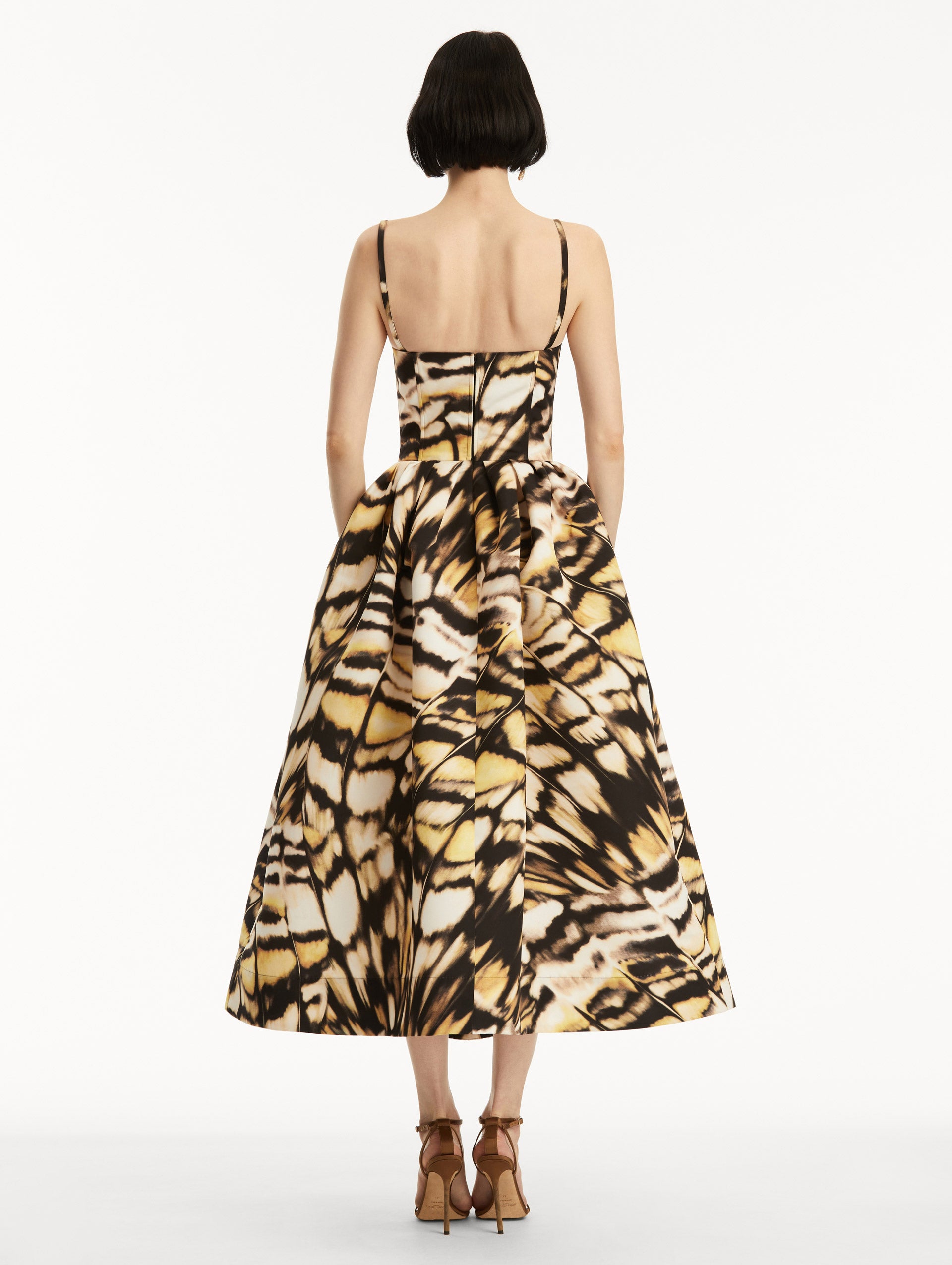 Elegant Abstract Butterfly Print Faille Dress for Women - Perfect for Weddings, Parties & Special Occasions