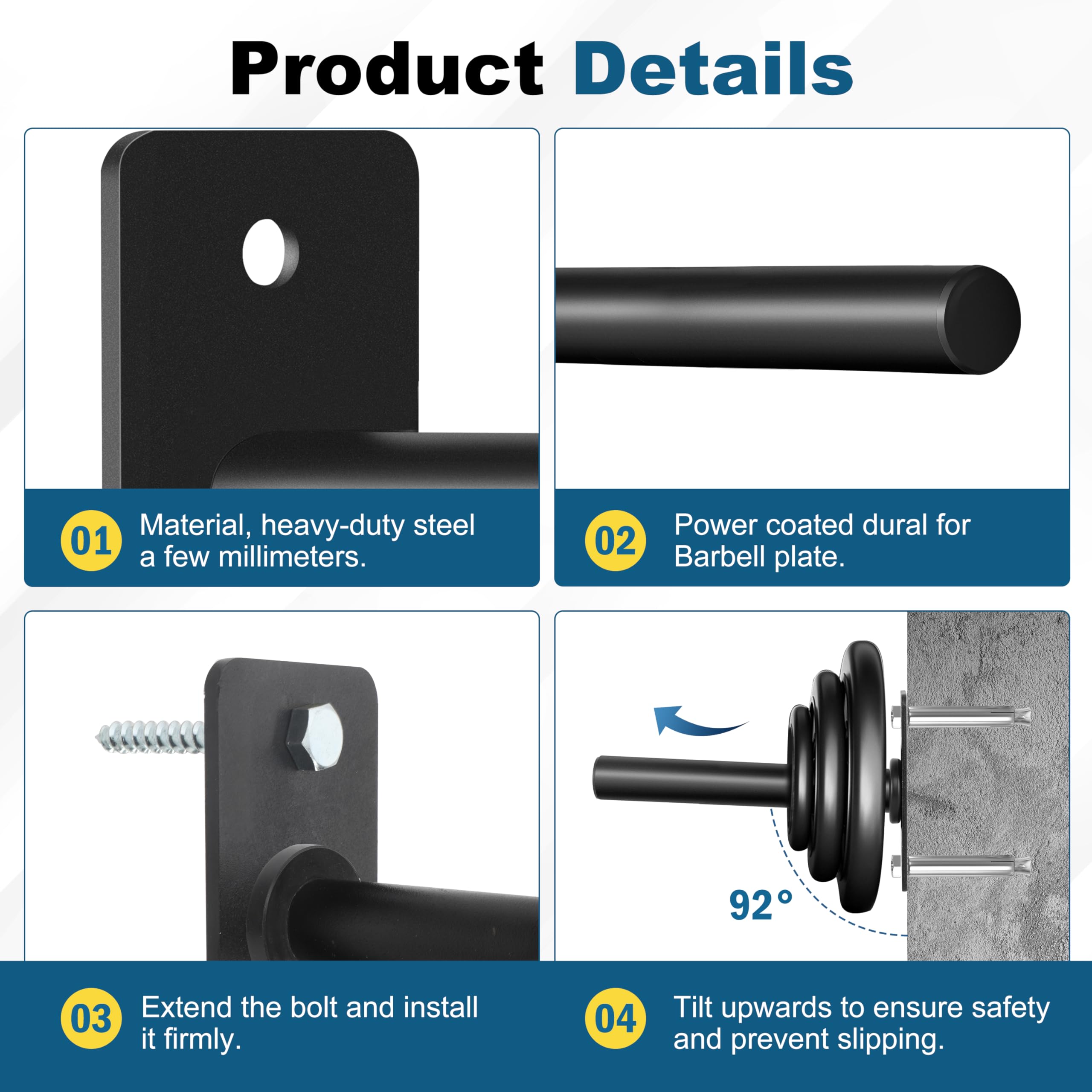 Olympic Weight Plate Holder - Wall Mounted Weight Rack Storage for Home Gym Organization | Perfect for Garage, Basement & Workout Room Storage Solutions