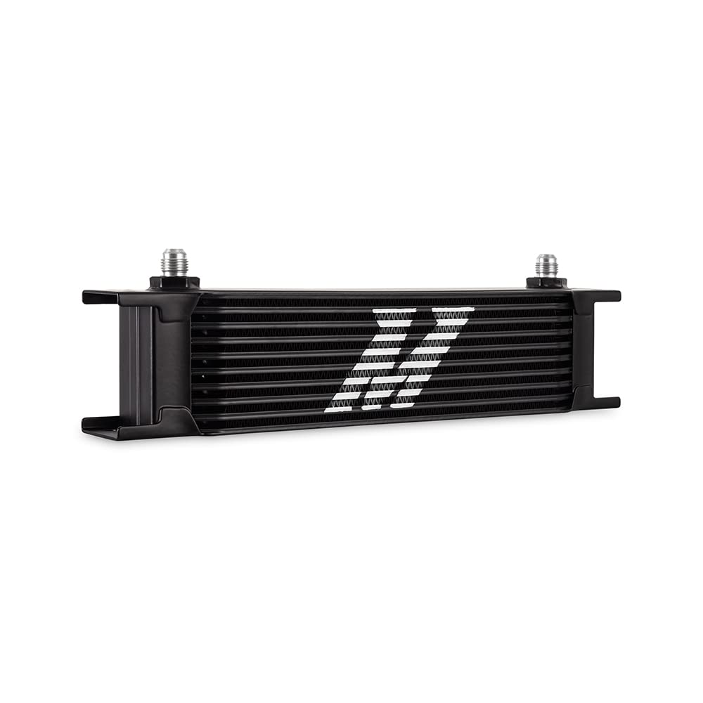 Mishimoto MMOC-10-6BK Universal 10-Row Oil Cooler with 6AN Fittings - High Performance Black Oil Cooler for Cars, Trucks & Racing Vehicles - Perfect for Engine Cooling & Performance Upgrades