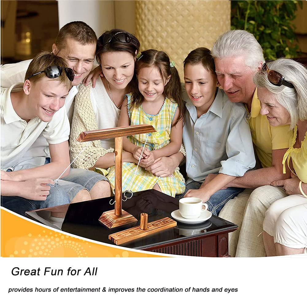 Premium Wooden Ring Toss Game Set for Adults - Tabletop Hook & Ring Toss with Drinking Shot Ladder - Fun Party Games for Backyard, Bar, Camping & Indoor Entertainment