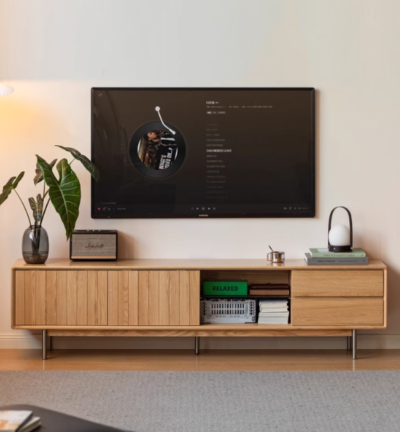 Modern Oak Solid Wood TV Stand - Stylish Entertainment Center for Living Room, Bedroom & Home Theater