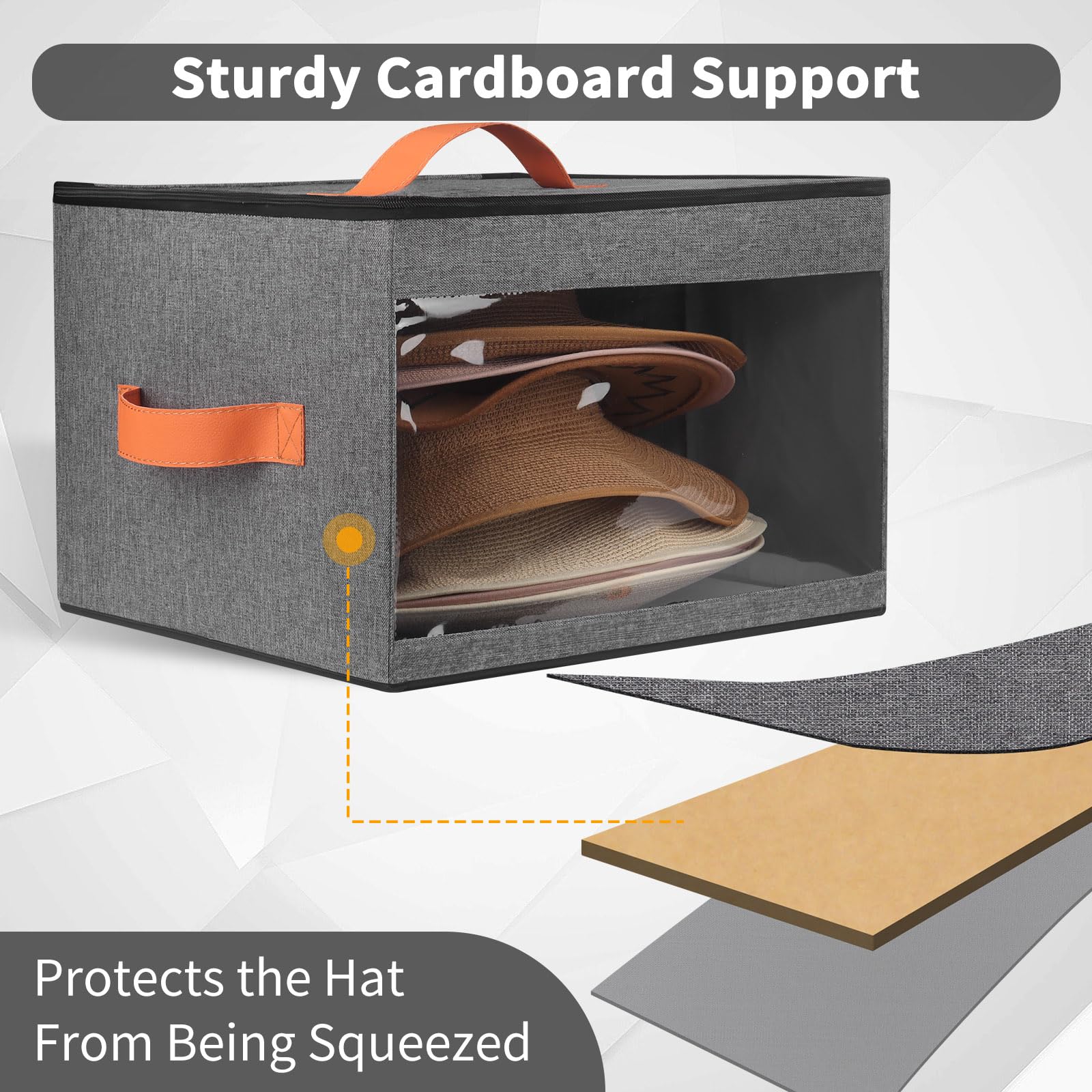 Premium Hat Storage Box for Women & Men - Dustproof Closet Organizer with Lid, Travel Hat Carrier Case for Cowboy Hats, Fedoras & Caps | Perfect for Home Closet Organization & Travel Accessories