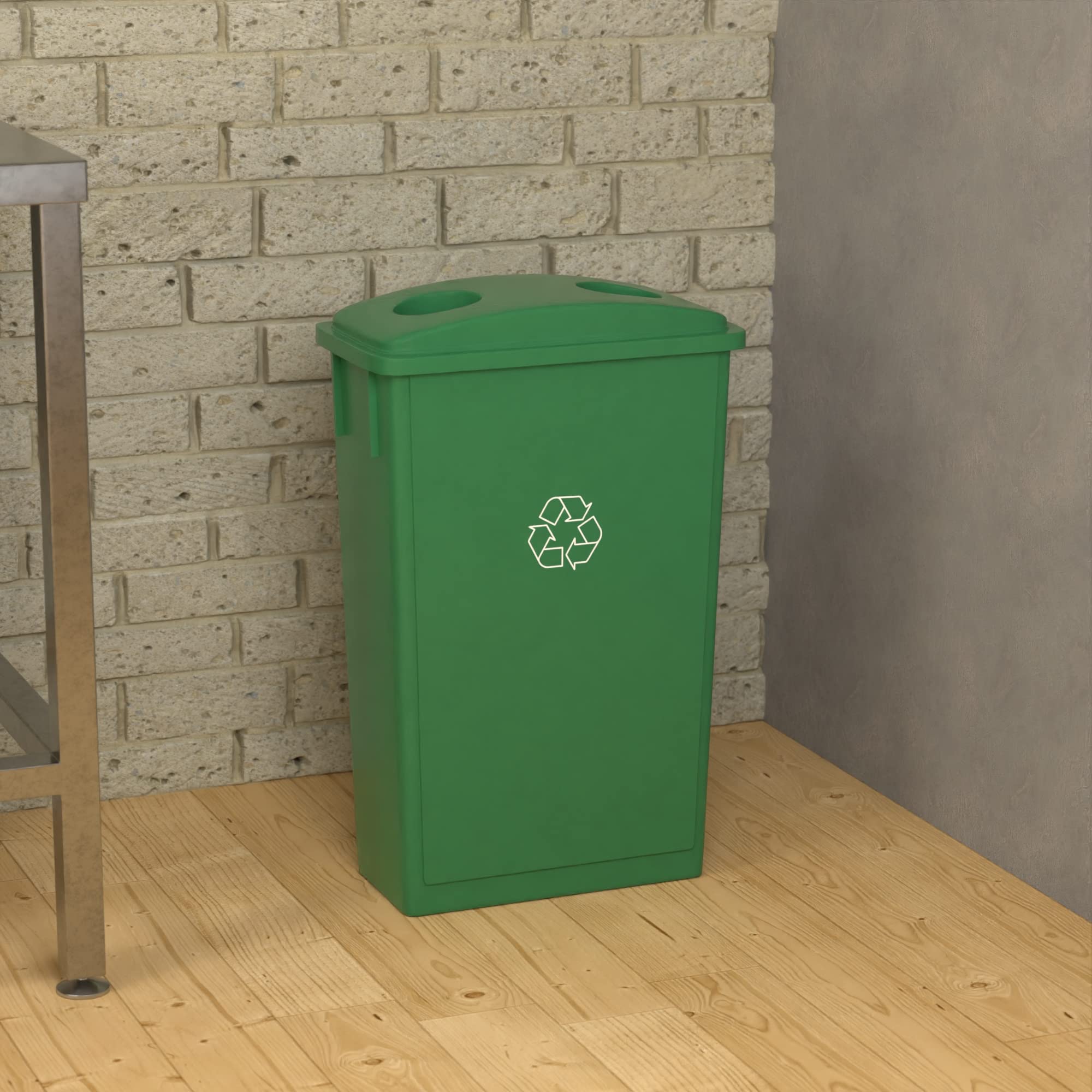 23 Gallon Green Slim Jim Recycling Trash Can with Bottle Slot Lid - Perfect for Kitchen, Office, Garage & Eco-Friendly Waste Disposal