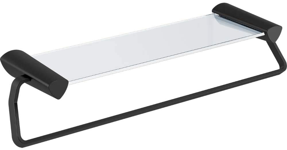 Delta Faucet 77480-BL Zura 24-Inch Matte Black Towel Bar with Shelf - Bathroom Storage Solution for Hand Towels & Toiletries