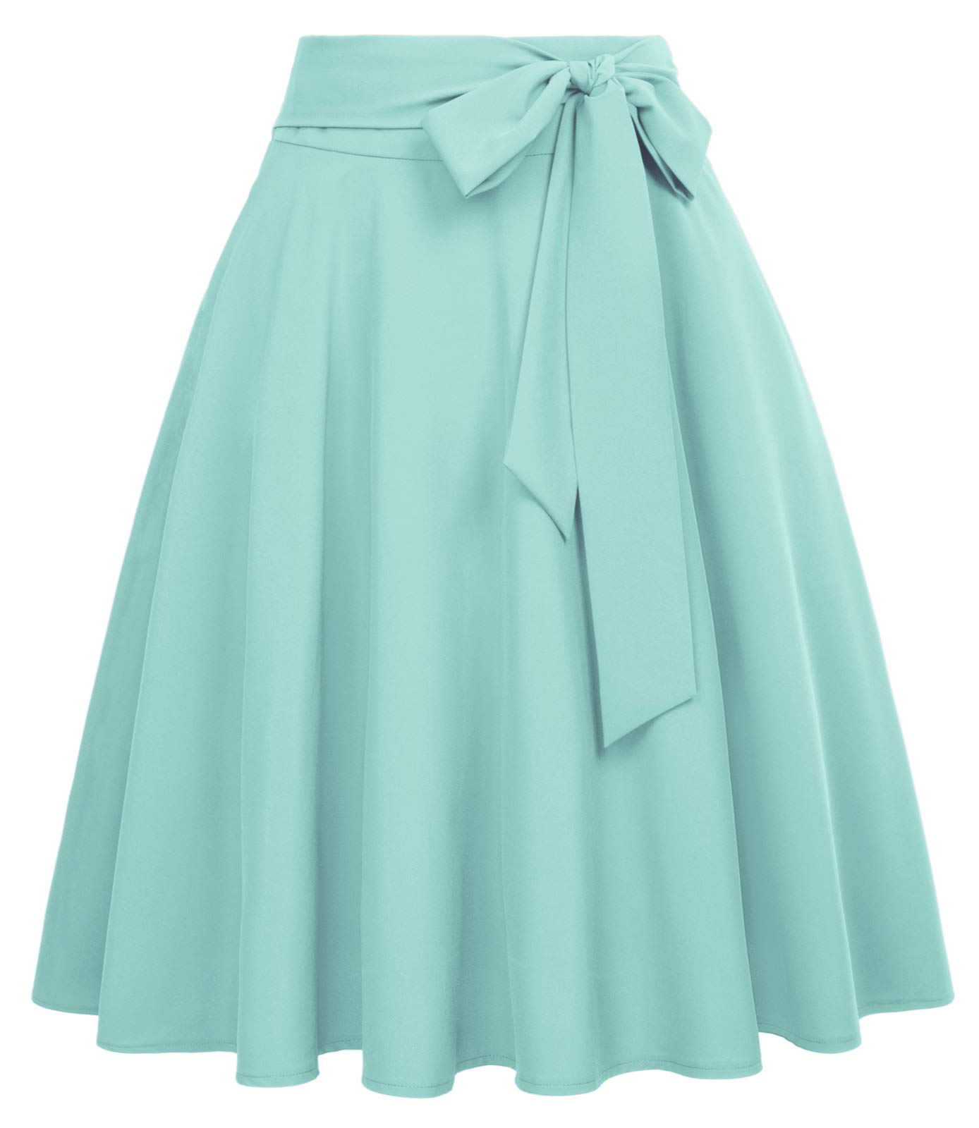 Belle Poque Women's High Waist A-Line Skirt with Pockets - Flared Skater Midi Skirt for Casual, Office & Party Wear