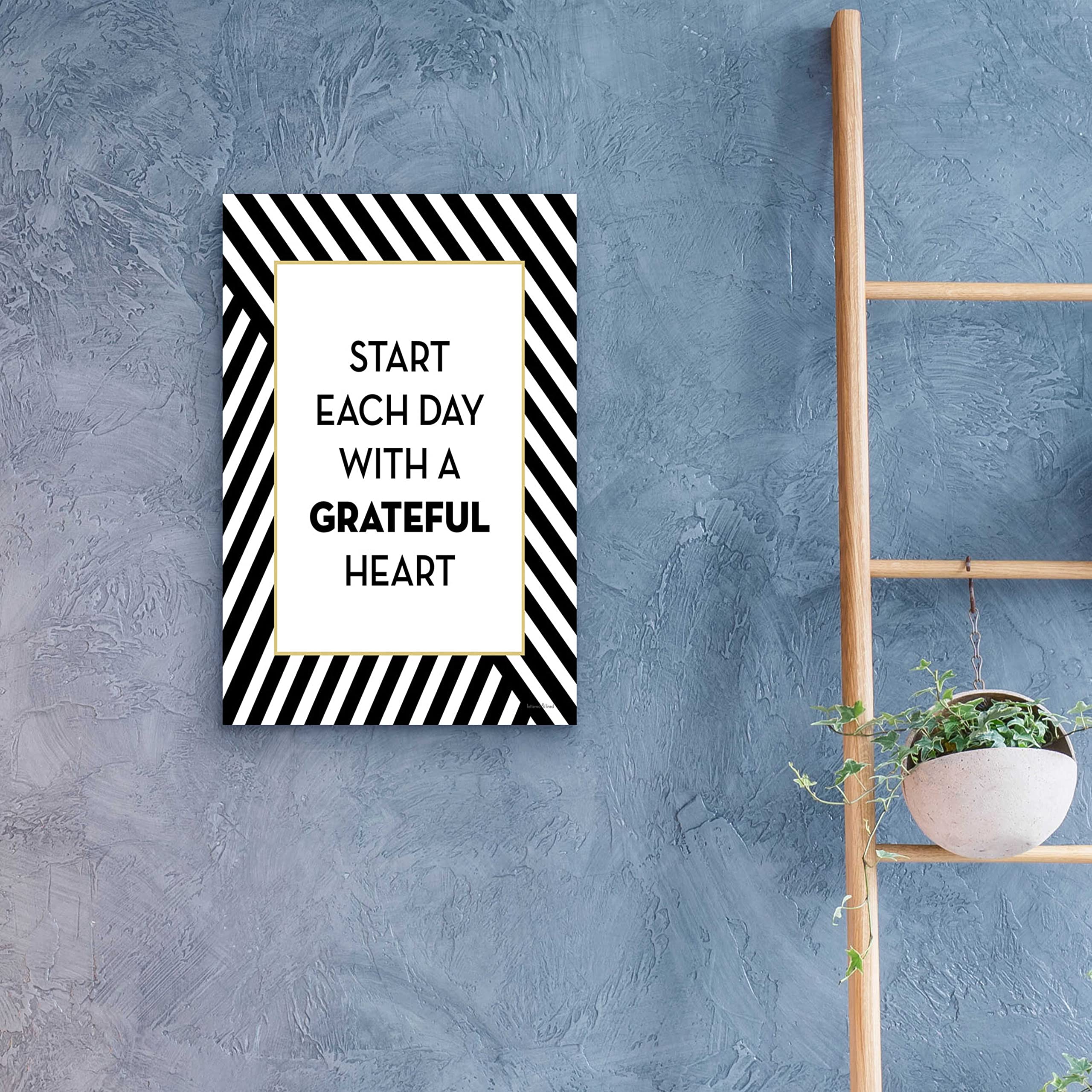Leaded & Lined 'Start Each Day' Motivational Acrylic Glass Wall Art - 16x24 Inch Inspirational Home & Office Decor - Perfect for Living Room, Bedroom or Workspace