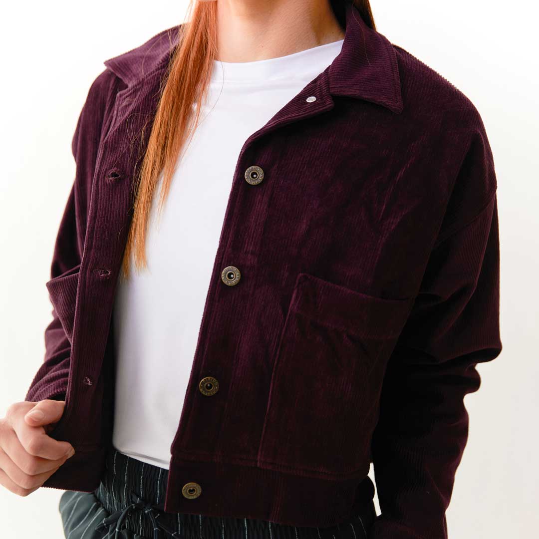 Stylish Women's Corduroy Eggplant Shacket - Cozy Fall & Winter Layering Piece for Casual Outfits & Outdoor Adventures