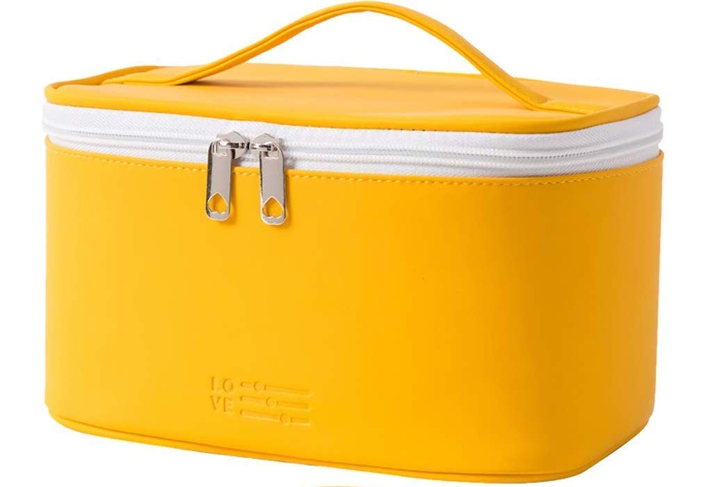 Bilvana Faux Leather Makeup Bag for Women - Waterproof & Washable Travel Cosmetic Organizer with Zipper - Perfect Gift for Girls, Women - Ideal for Travel, Gym, Work & Daily Use