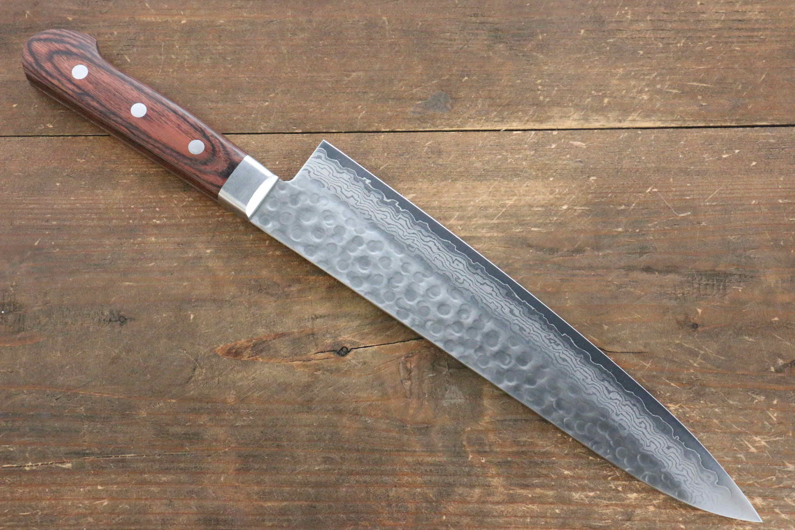 Premium Jikko VG10 17-Layer Damascus Gyuto Chef Knife 240mm - Japanese High Carbon Stainless Steel Blade with Mahogany Handle - Perfect for Sushi, Meat Slicing & Professional Kitchen Use