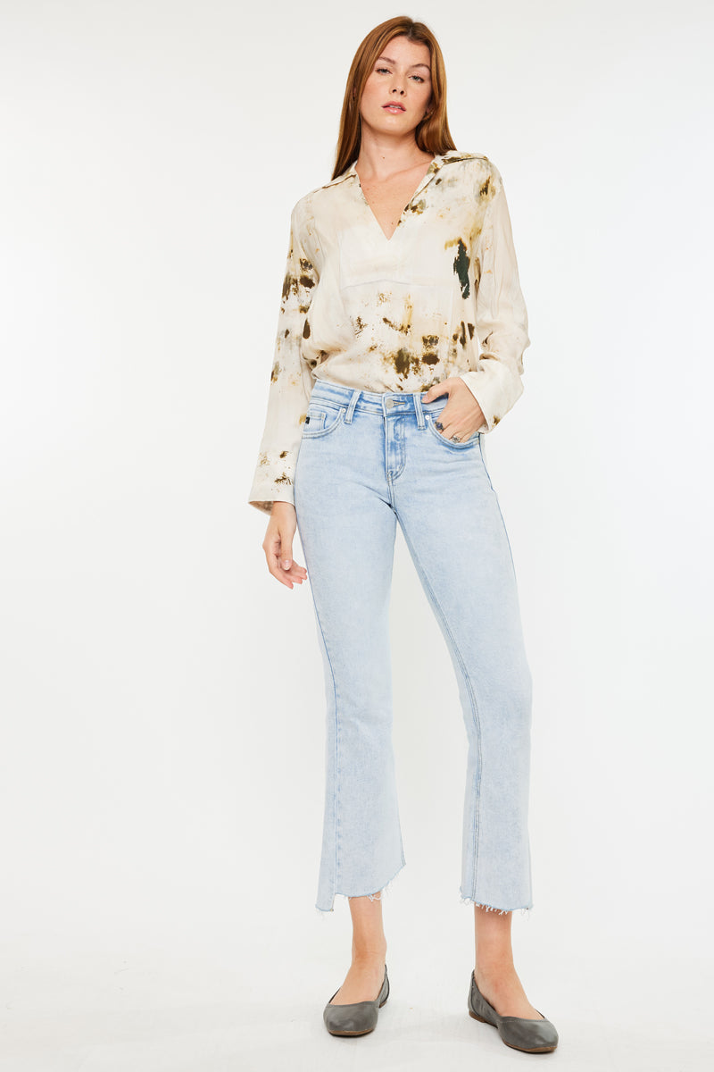 Elsie Mid Rise Cropped Flare Jeans for Women - Stretchy Denim Pants with Comfortable Fit - Perfect for Casual Outfits, Date Nights & Weekend Wear