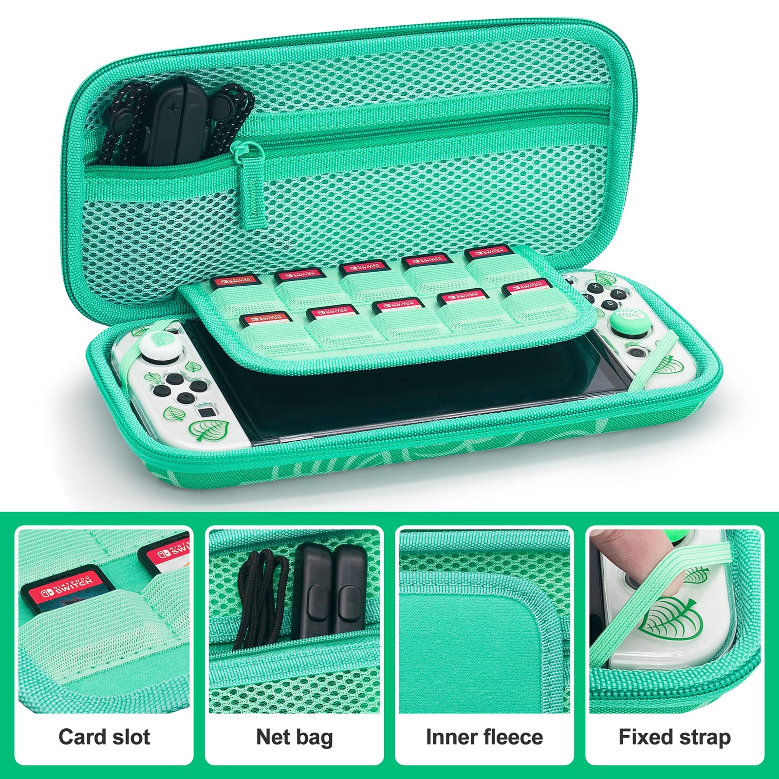 BRHE Protective Case for Nintendo Switch OLED - Animal Crossing Travel Carrying Case with Accessories Kit - Portable Gaming Storage for Travel & Home Use