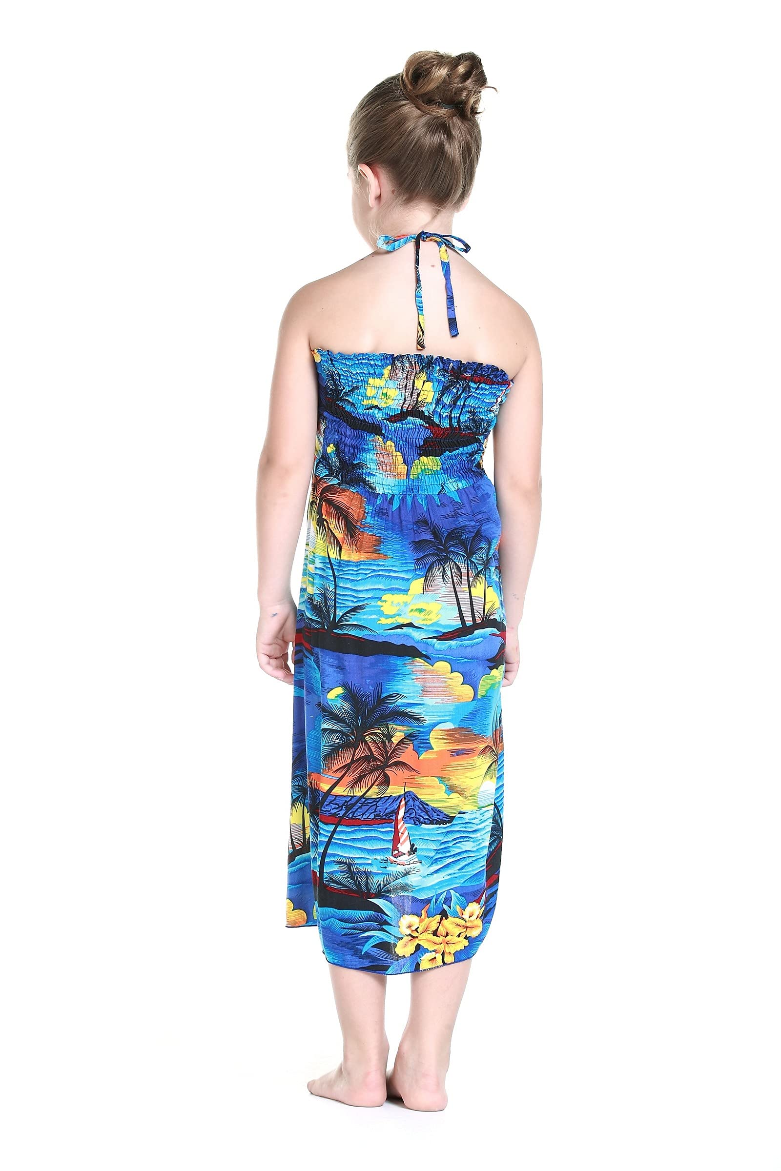 Hawaiian Luau Outfits for Family - Matching Sunset Blue Aloha Shirts for Men, Women, Boys & Girls | Beach Party, Summer Vacation & Tropical Theme Events