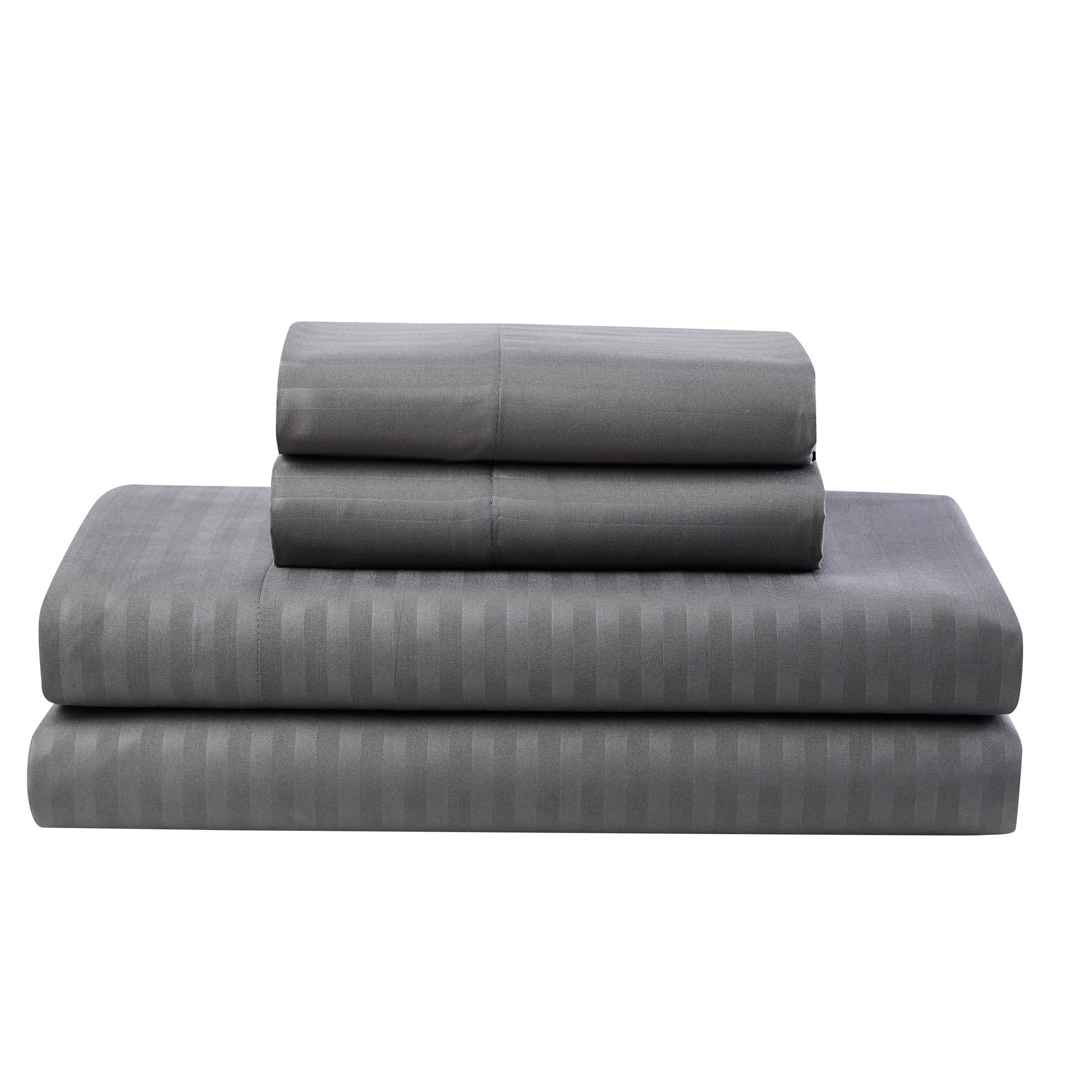 8-Piece Queen Comforter Set with Bed Skirt, Fitted Sheet, Flat Sheet & Pillowcases - Dobby Gray Bedding Collection for Master Bedroom & Guest Room Decor