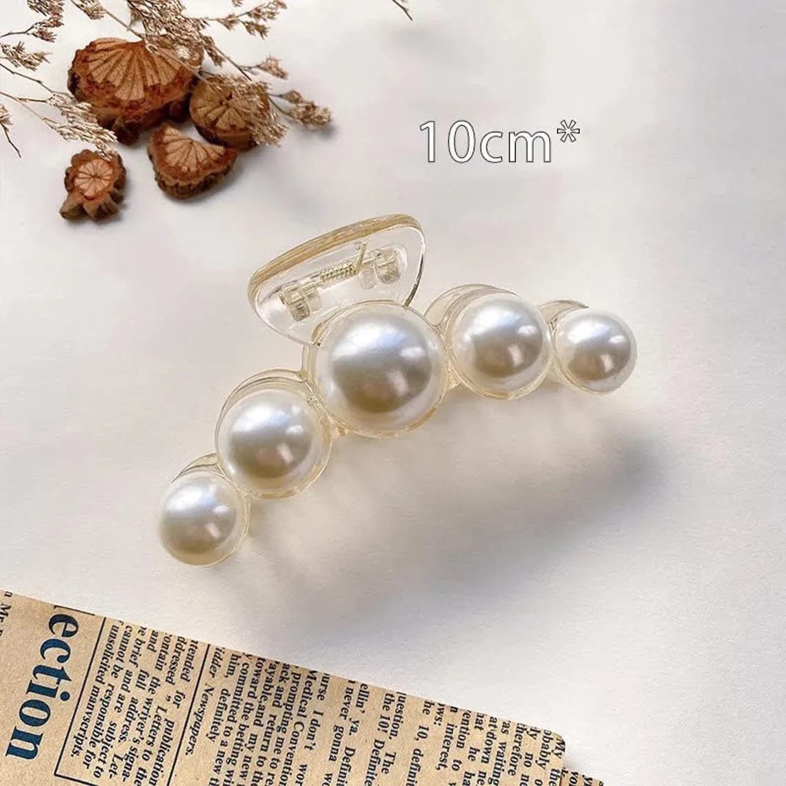 Korean Hair Claw Clip for Thick Hair - Shark Pearl Mix (2 Pack) for Women & Girls