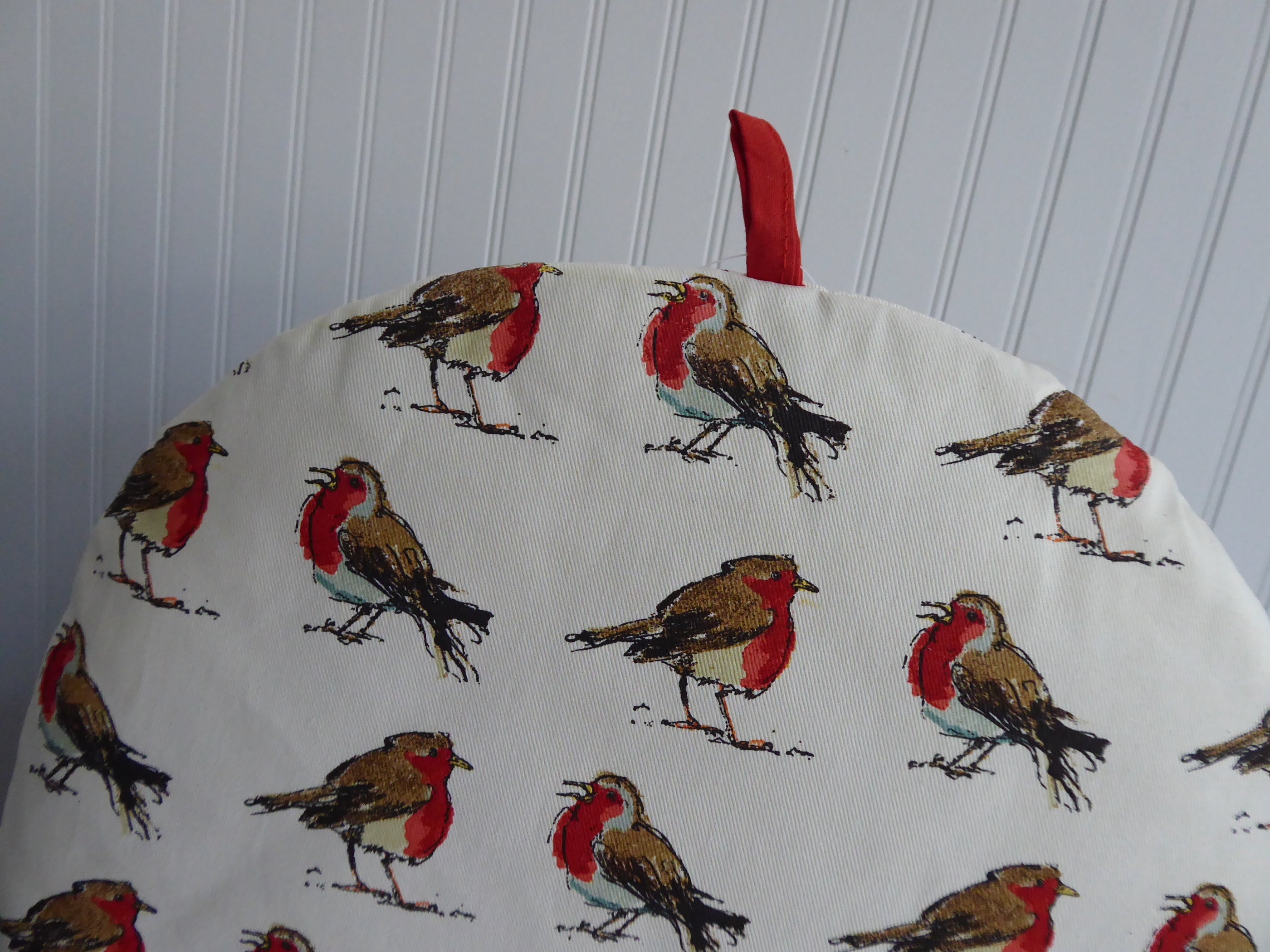 Red Robins Birds Tea Cozy - Padded Madeleine Floyd Design - Large Ulster Style - Perfect for Afternoon Tea & Kitchen Decor