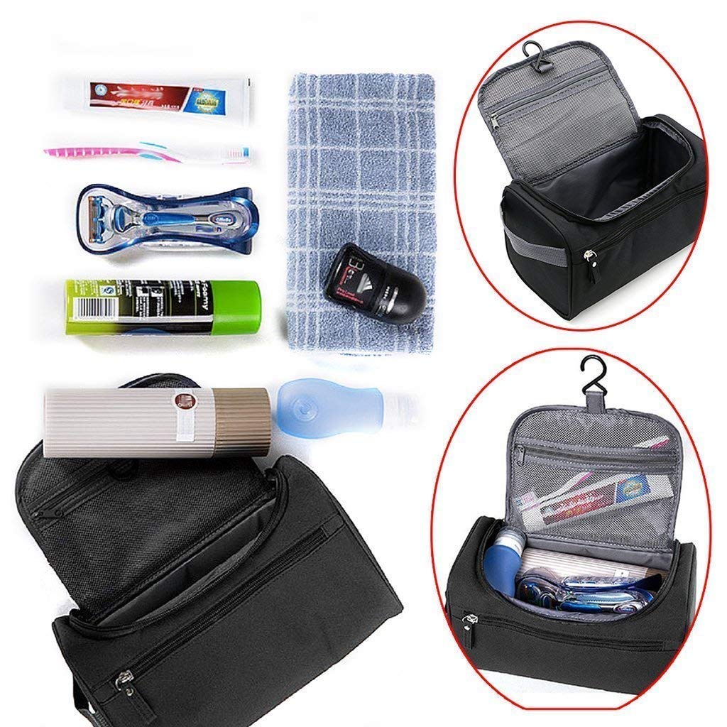 PARATPAR MALL Large Travel Makeup Bag with Hook - Waterproof Cosmetic Organizer Pouch for Women, Multi-Purpose Grooming Kit (16x25x14cm) - Perfect for Travel, Gym, Home & Office Organization