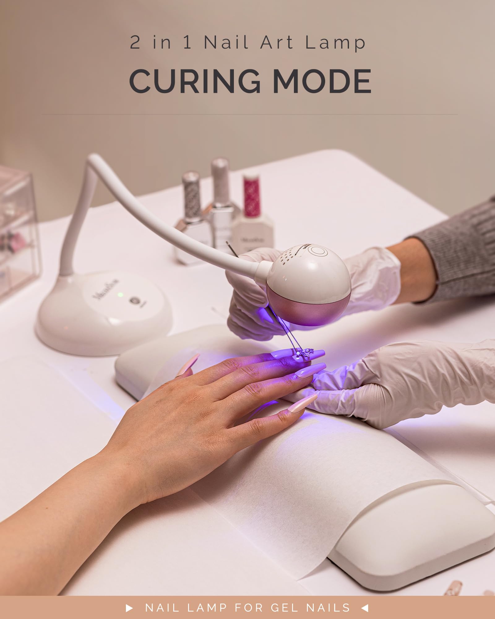 MelodySusie 2-in-1 Cordless UV LED Nail Lamp with Gooseneck Design - Rechargeable Gel Polish Curing Light for Nail Extensions & Manicures | Perfect for Home Salon, Professional Use & DIY Nail Art