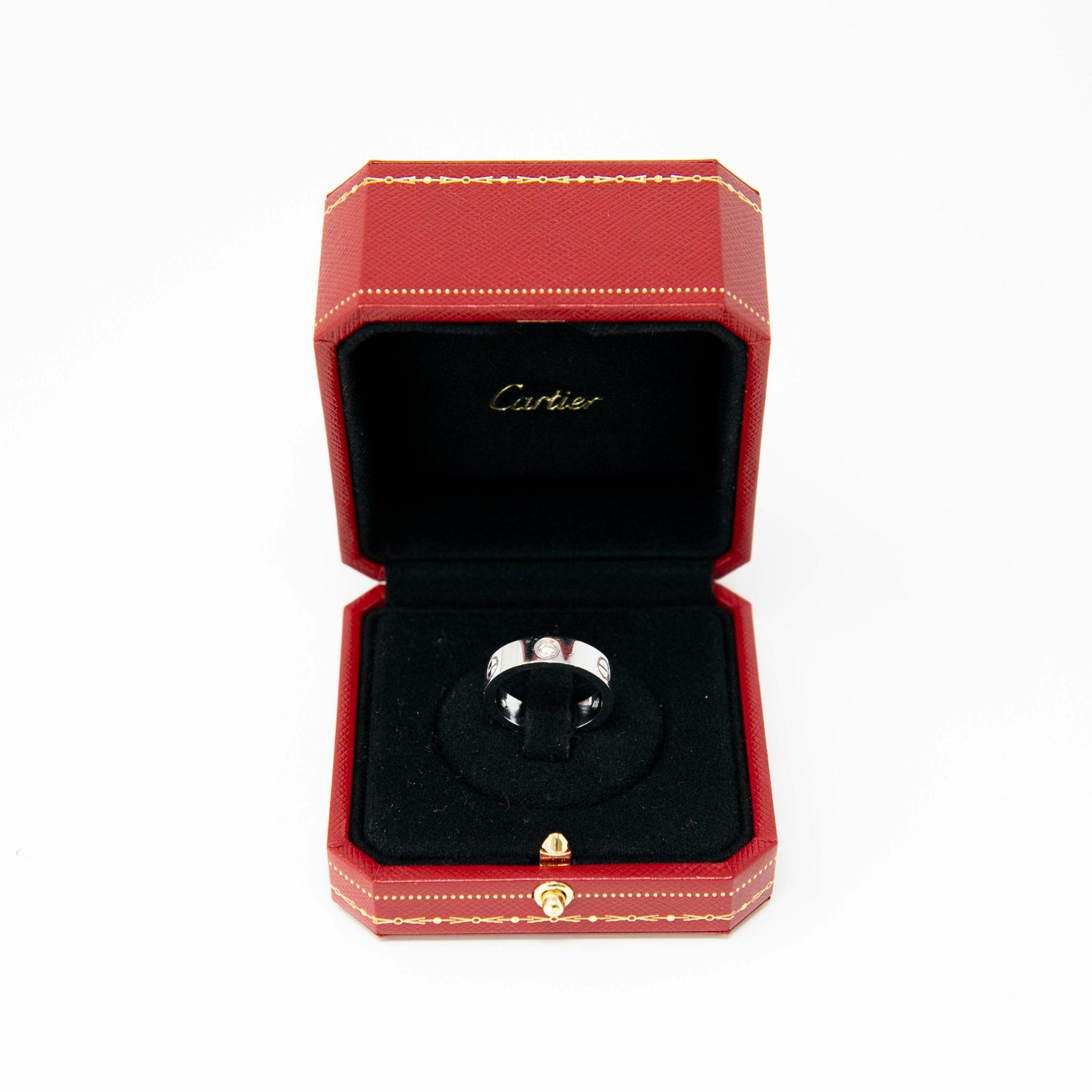 Cartier 18K White Gold Love Ring with 3 Diamonds - Luxury Wedding Band, Anniversary Gift for Her, Engagement Jewelry for Women