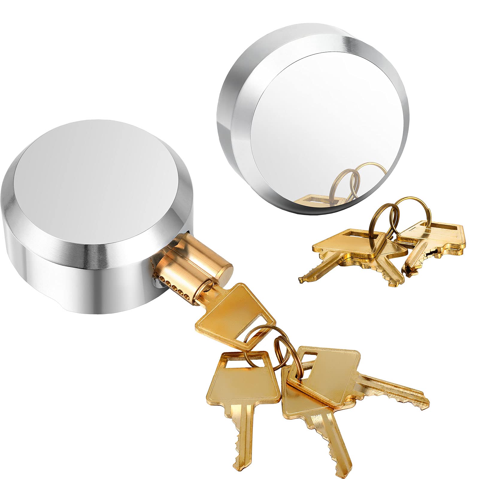 High Security Hidden Shackle Padlocks - Keyed Alike Trailer Puck Locks with Reinforced Enlarged Lock Body for Van Doors (2-Pack) - Ideal for Trucking, Storage Units & RV Security