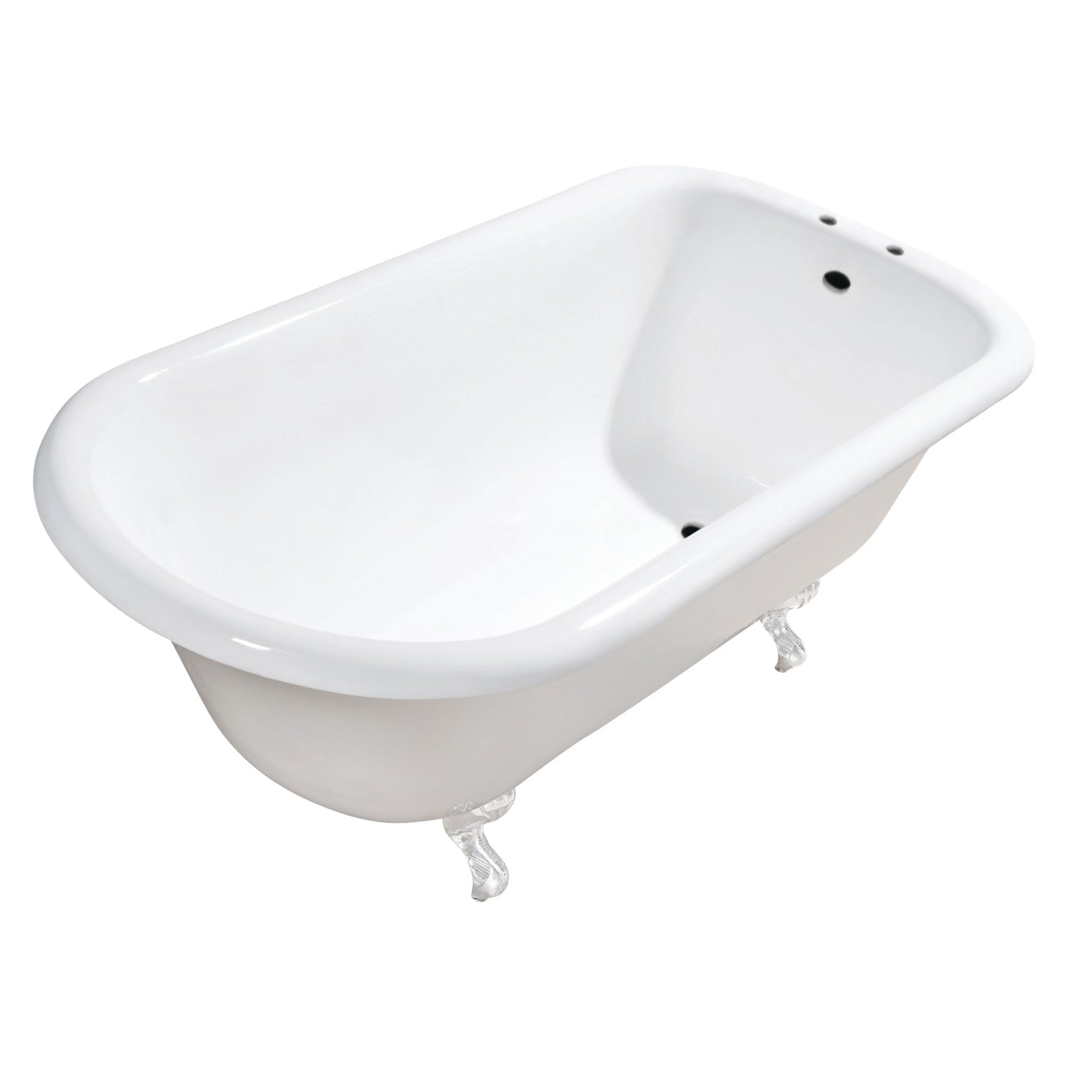 48 Inch White Cast Iron Clawfoot Bathtub with Roll Top Rim - Aqua Eden VCT7D483117WH Classic Freestanding Tub (7