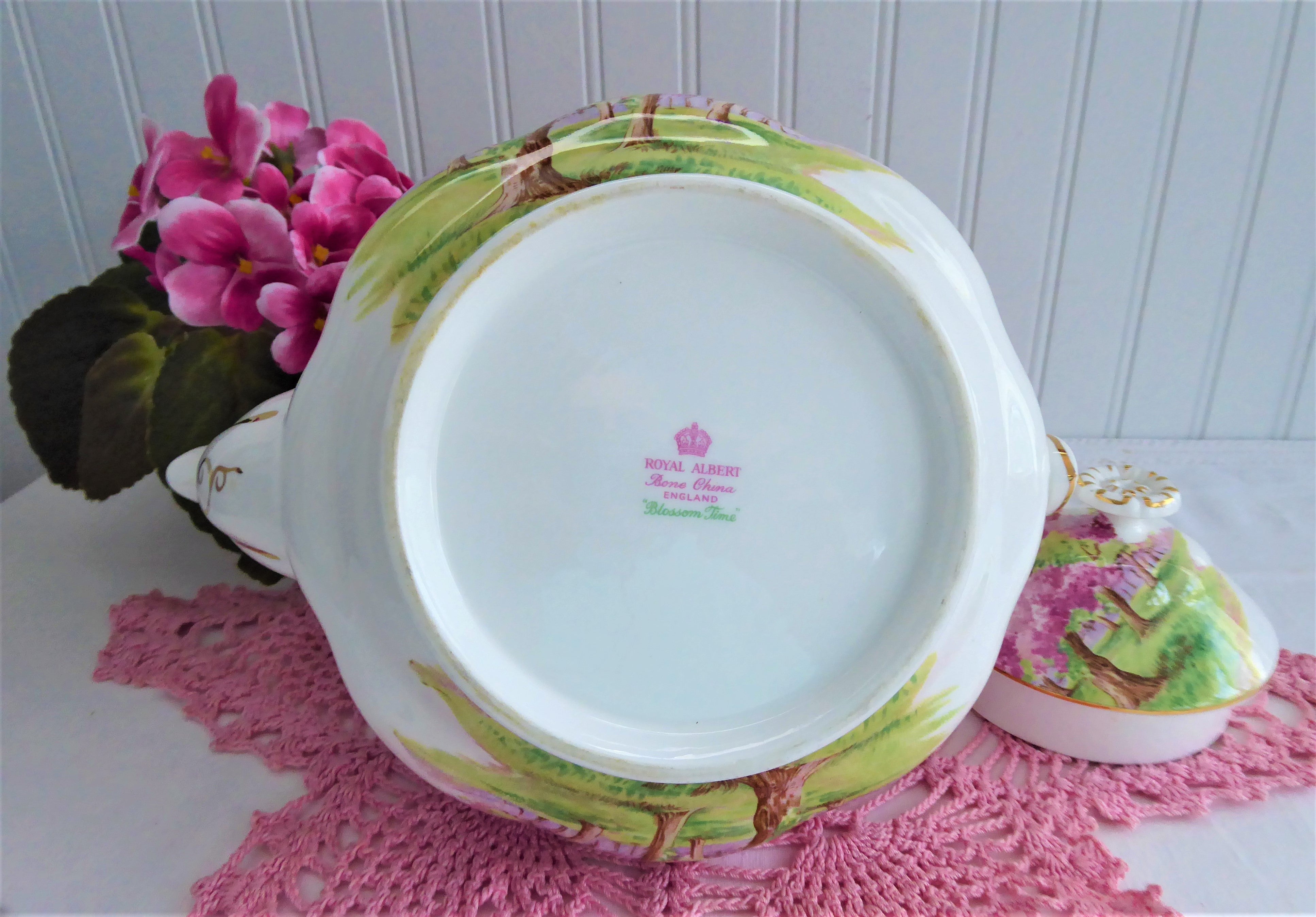 Royal Albert Blossom Time Teacup Set - Vintage 1950s Pink Floral Bone China Teapot & Saucer - Perfect for Afternoon Tea & English Garden Parties