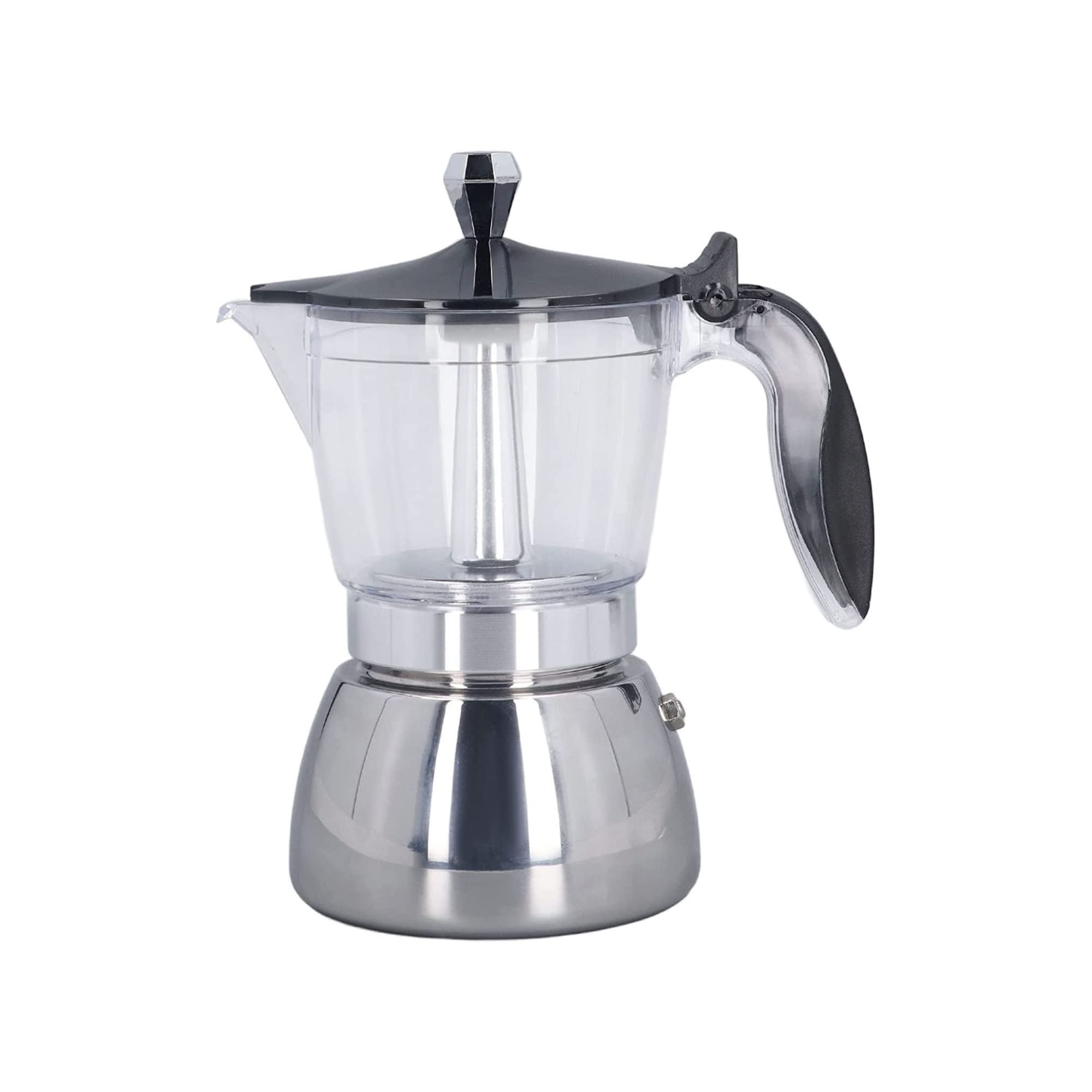 Stainless Steel Italian Moka Pot - Transparent Visual Coffee Maker for Home Brewing | Perfect for Espresso, Latte & Cappuccino | Stovetop Coffee Maker for Kitchen & Camping