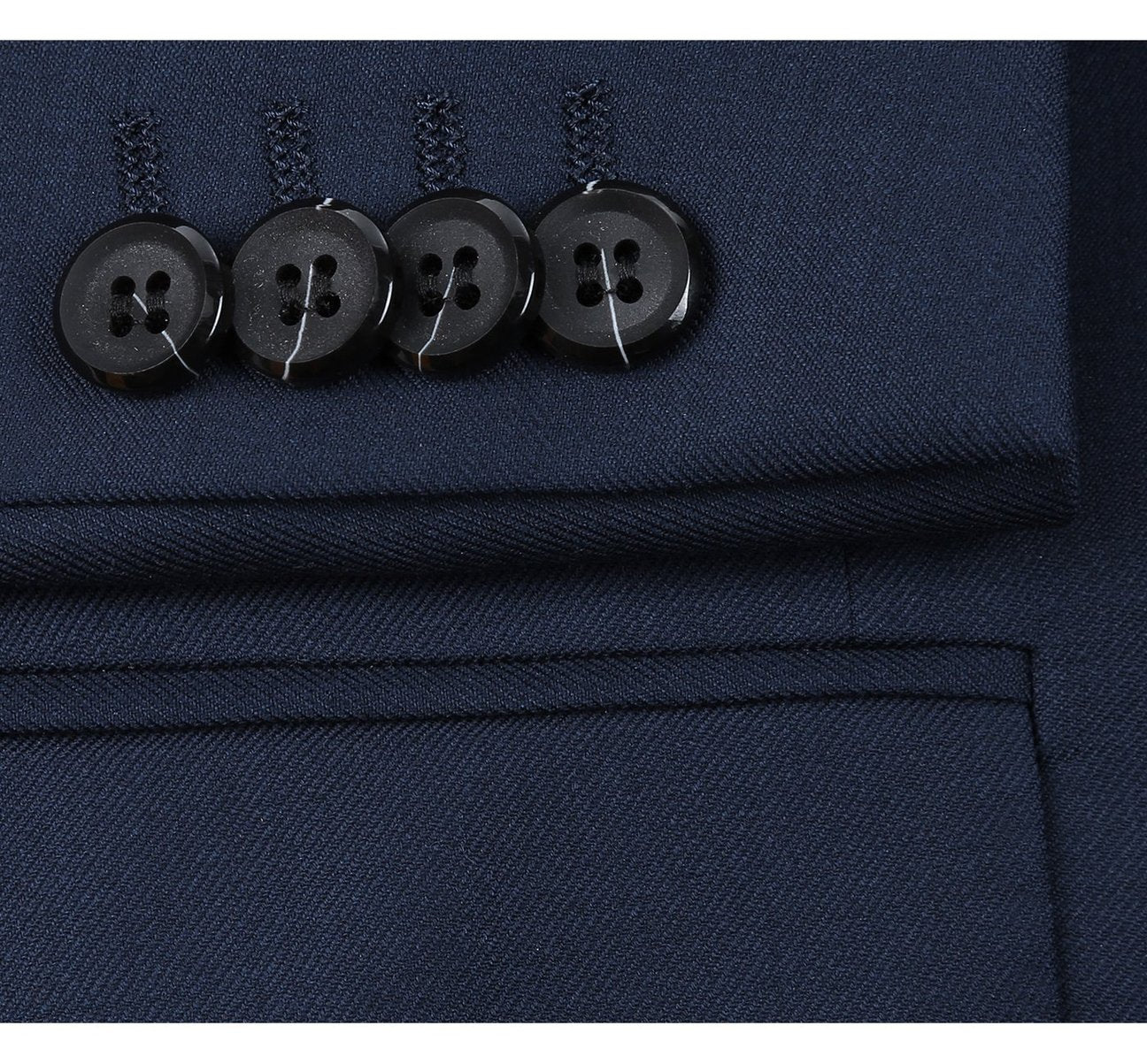 Alessandro Vitello by Renoir Navy Blue 2-Piece Slim Fit Notch Lapel Wool Suit for Men | Premium Business Attire & Formal Wedding Wear