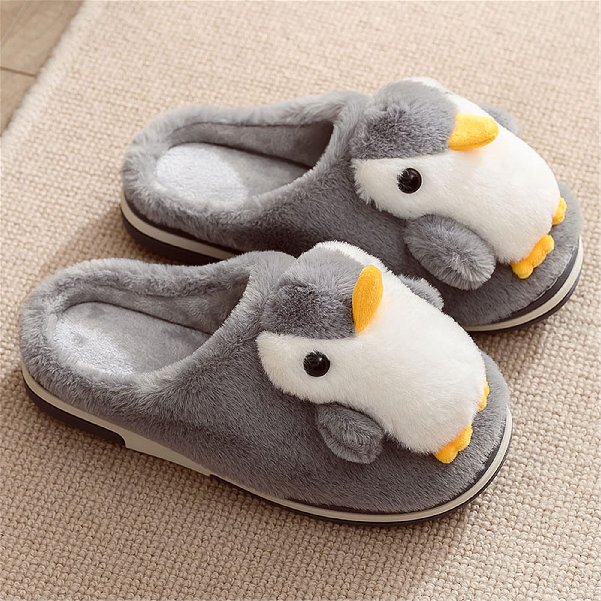 Adorable Penguin Slippers for Women & Men - Cozy Plush Winter House Shoes with Cartoon Animal Design - Ultra Soft & Warm Indoor/Outdoor Slippers for Home, Office, and Gift Giving