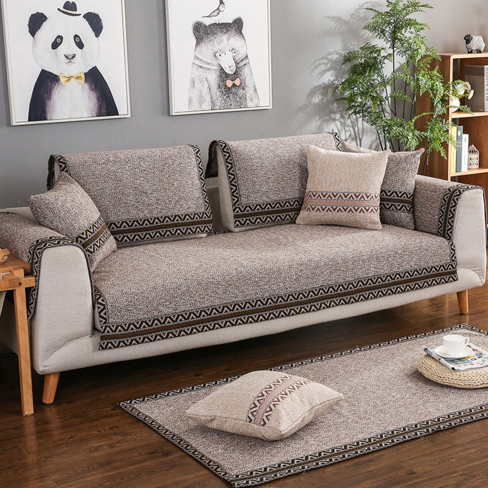 Premium Pet-Friendly Sofa Slipcover - 3 Cushion Sectional Couch Cover, Armchair Protector in Coffee Brown (90x120cm/35x47in) - Waterproof & Scratch-Resistant Furniture Protector for Living Room, Bedroom, and Pet Areas