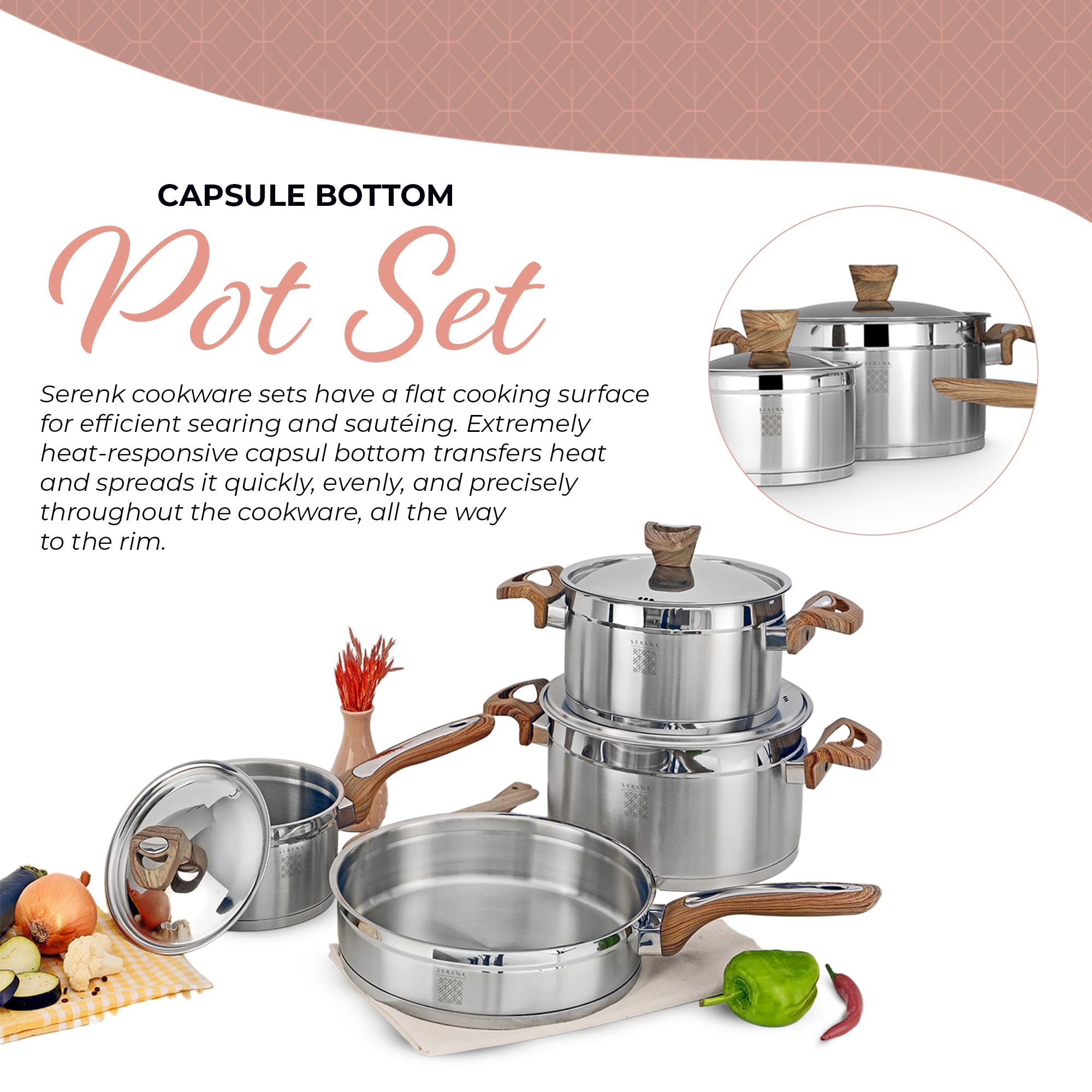 Premium 7-Piece Stainless Steel Cookware Set - Non-Toxic, Non-Stick, Induction Compatible Pots & Pans with Lids - PFAS & PFOA Free - Perfect for Home Cooking, Professional Kitchens & Healthy Meal Prep