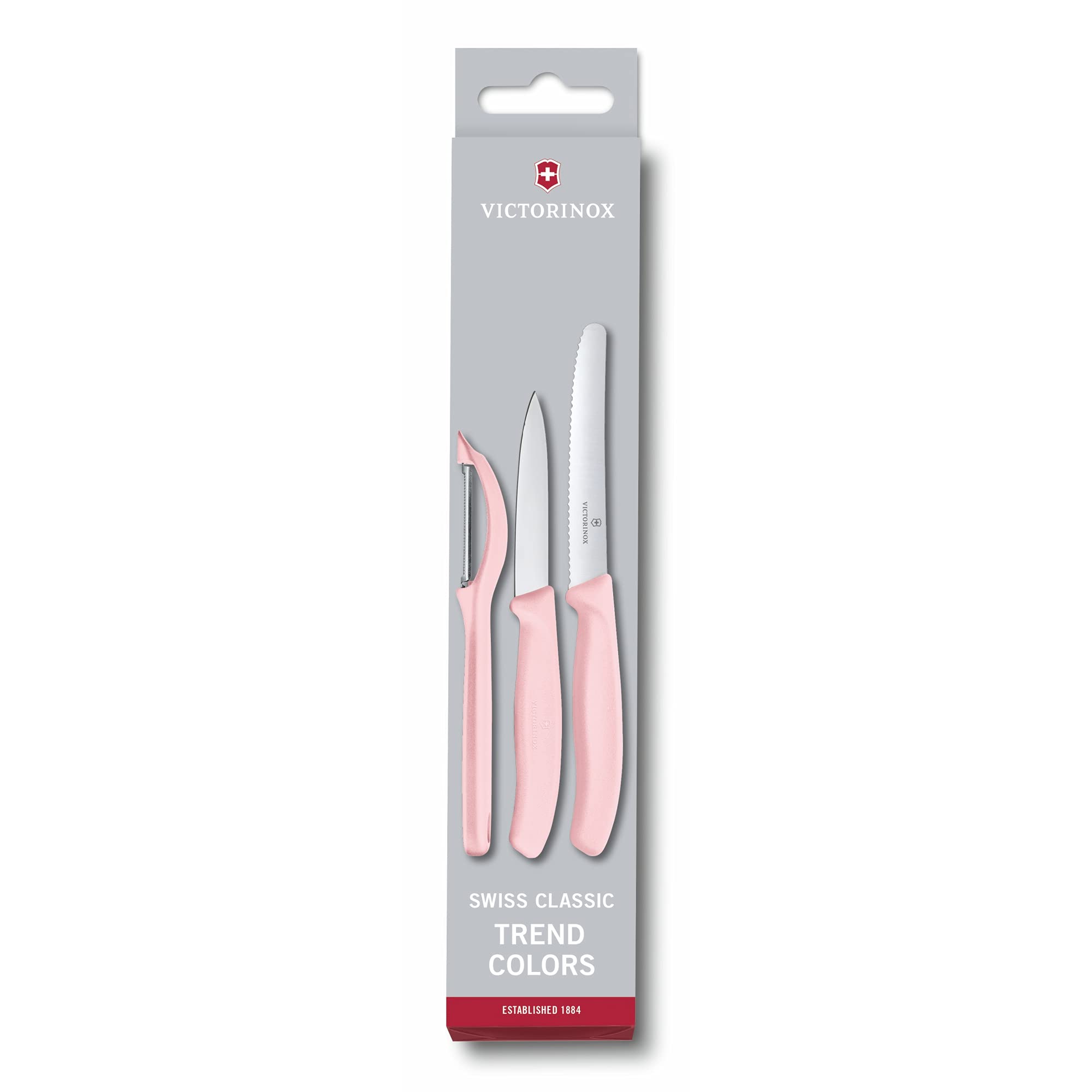 Victorinox 6.7116.31L52 3-Piece Kitchen Knife Set with Petty Knife & Vertical Peeler - Rose Color, Dishwasher Safe Swiss Classic - Perfect for Peeling Fruits, Chopping Vegetables & Food Prep