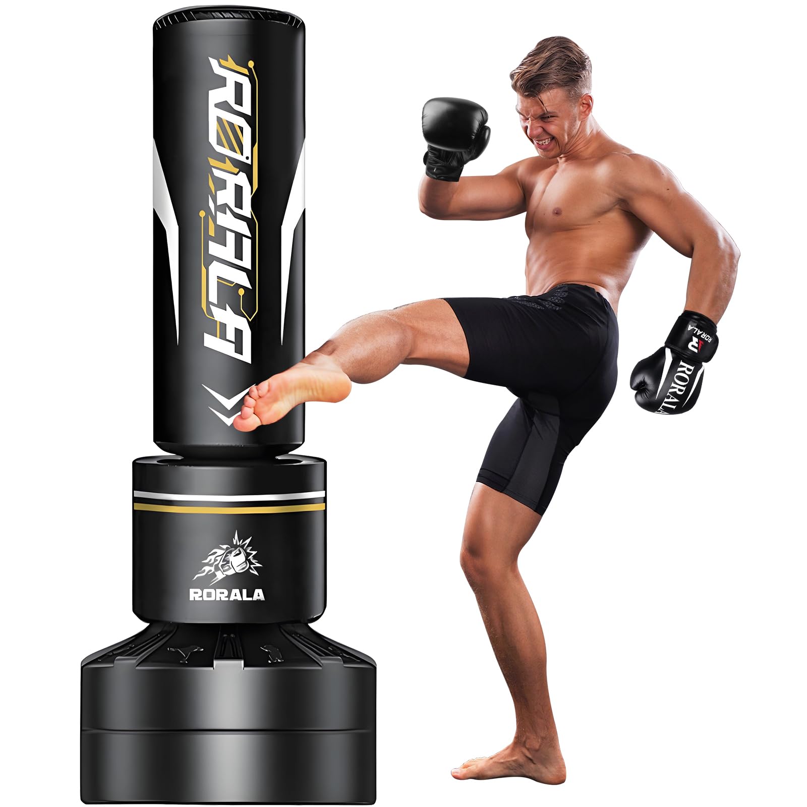 Freestanding Punching Bag with Boxing Gloves - 253LBS Max Weight Heavy Bag for Adults & Kids - Perfect for Kickboxing, MMA Training, Home Gym & Fitness Workouts