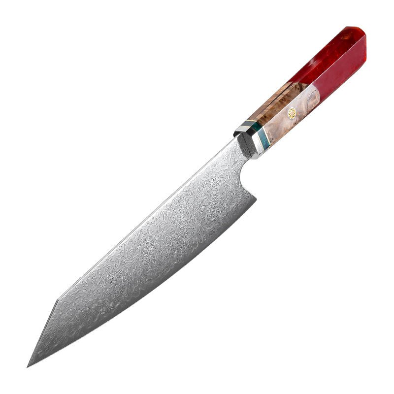 Premium Japanese VG10 Damascus 8-Inch Chef Knife with Exotic Olive Wood Handle & Leather Sheath – Perfect for Professional Chefs, Home Cooking, and Gourmet Food Preparation