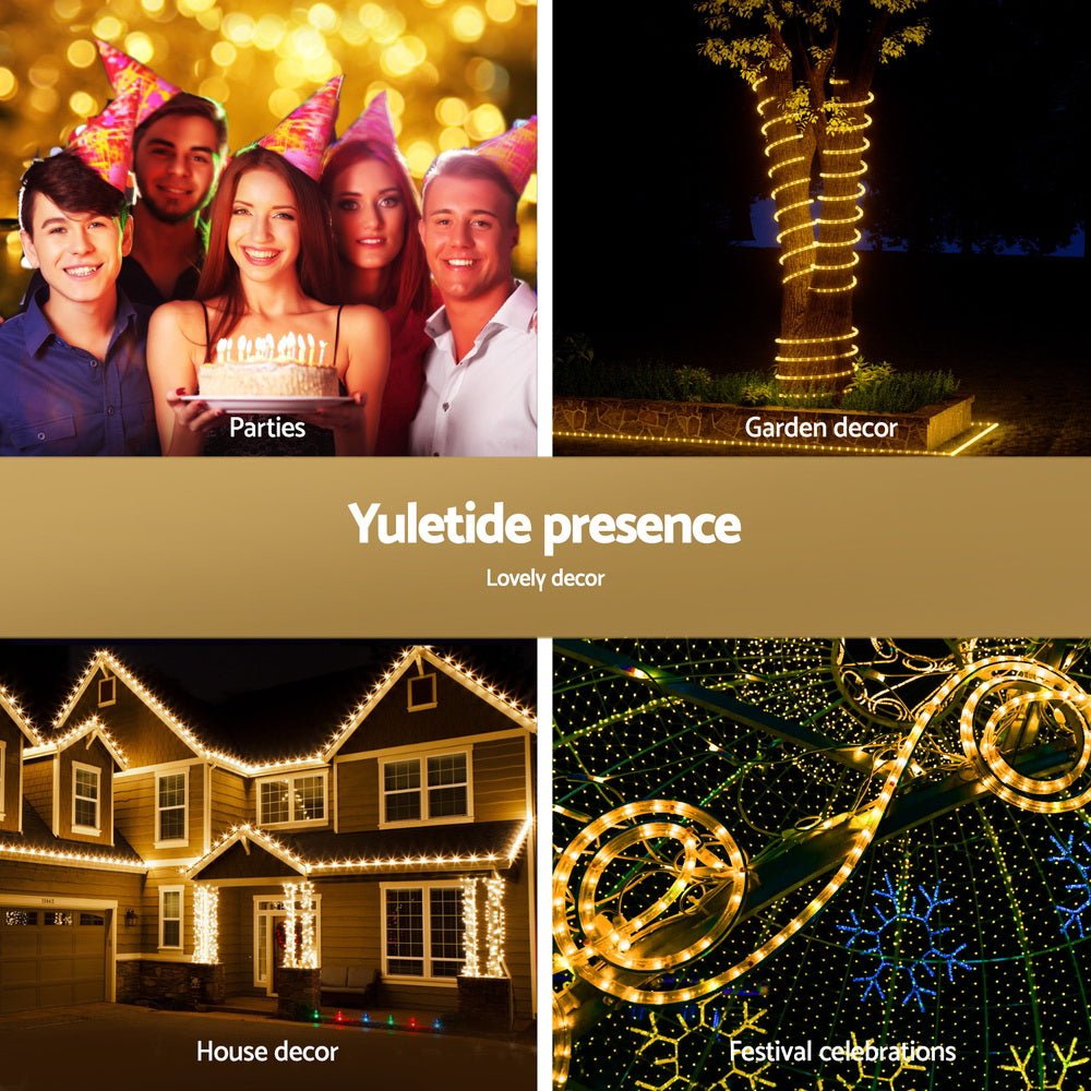 600 LED 20M Christmas String Lights - Warm White Waterproof Outdoor Rope Lights for Holiday Decorations, Parties, and Home Garden Decor