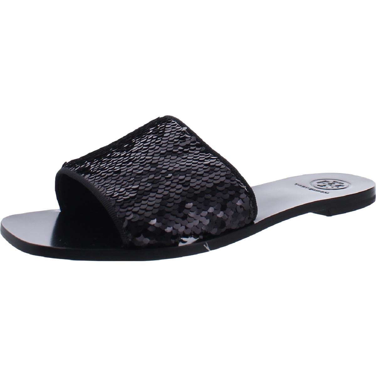 Tory Burch Women's Carter Reversible Sequin Flat Sandals - Glamorous & Comfortable Summer Shoes for Beach, Party & Evening Outings