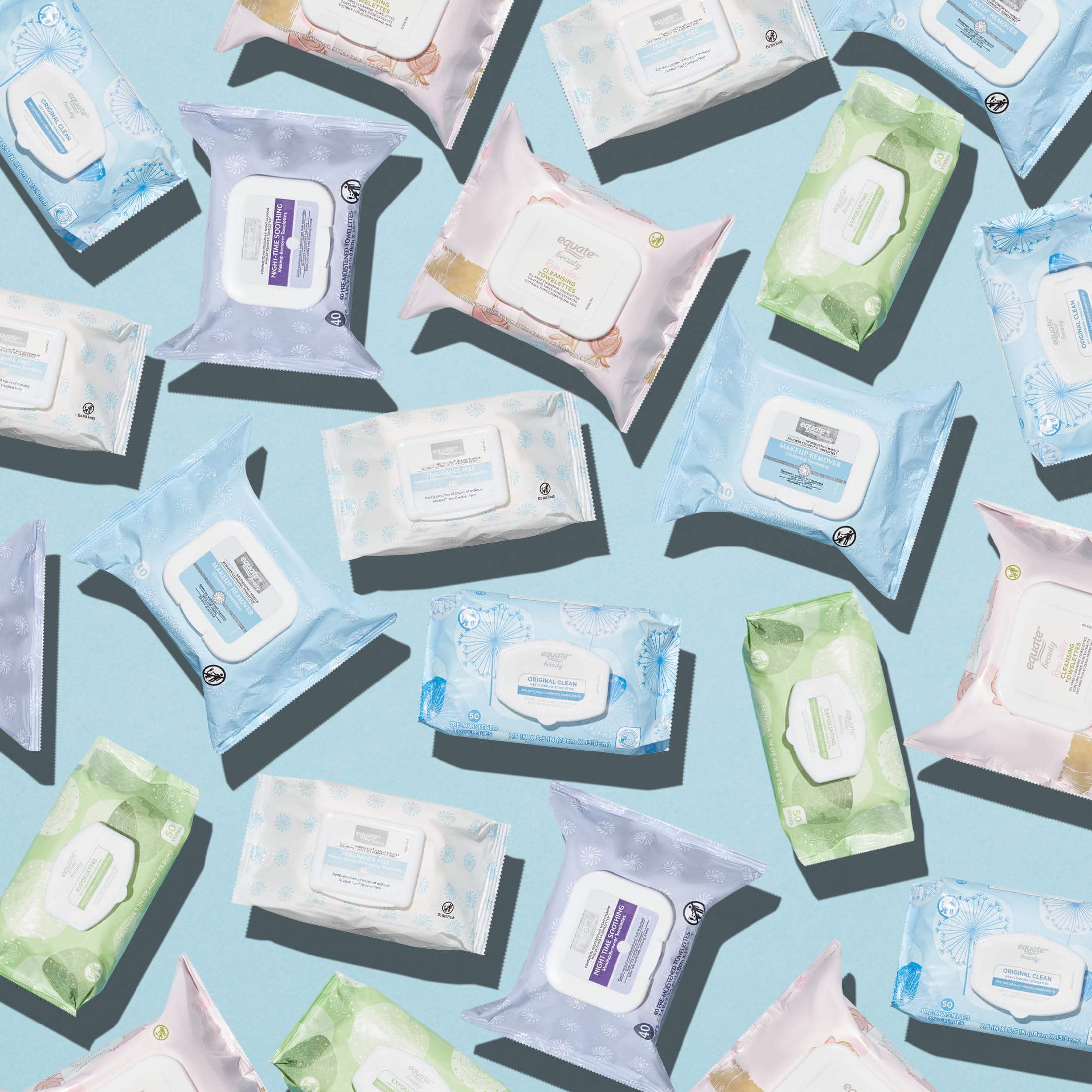 Equate Sensitive Cleansing Facial Wipes - 40 Count, Hypoallergenic & Alcohol-Free | Perfect for Travel, Gym & On-The-Go Skincare