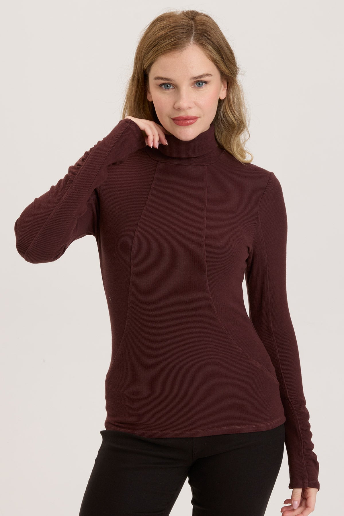 Rib Sorren Turtleneck Sweater for Women - Soft Knit Winter Pullover - Cozy Casual & Office Wear - Perfect for Cold Weather & Layering Outfits