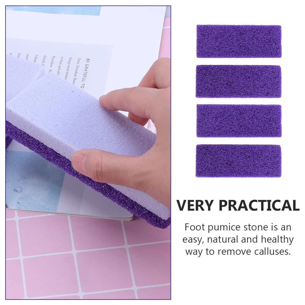 4-Pack Double Sided Pumice Stone for Feet - Professional Hard Skin Remover & Cracked Heel Exfoliator - Pedicure Tools for Soft Smooth Feet - Perfect for Home Spa, Foot Care Routine & Cracked Heel Treatment (Purple)
