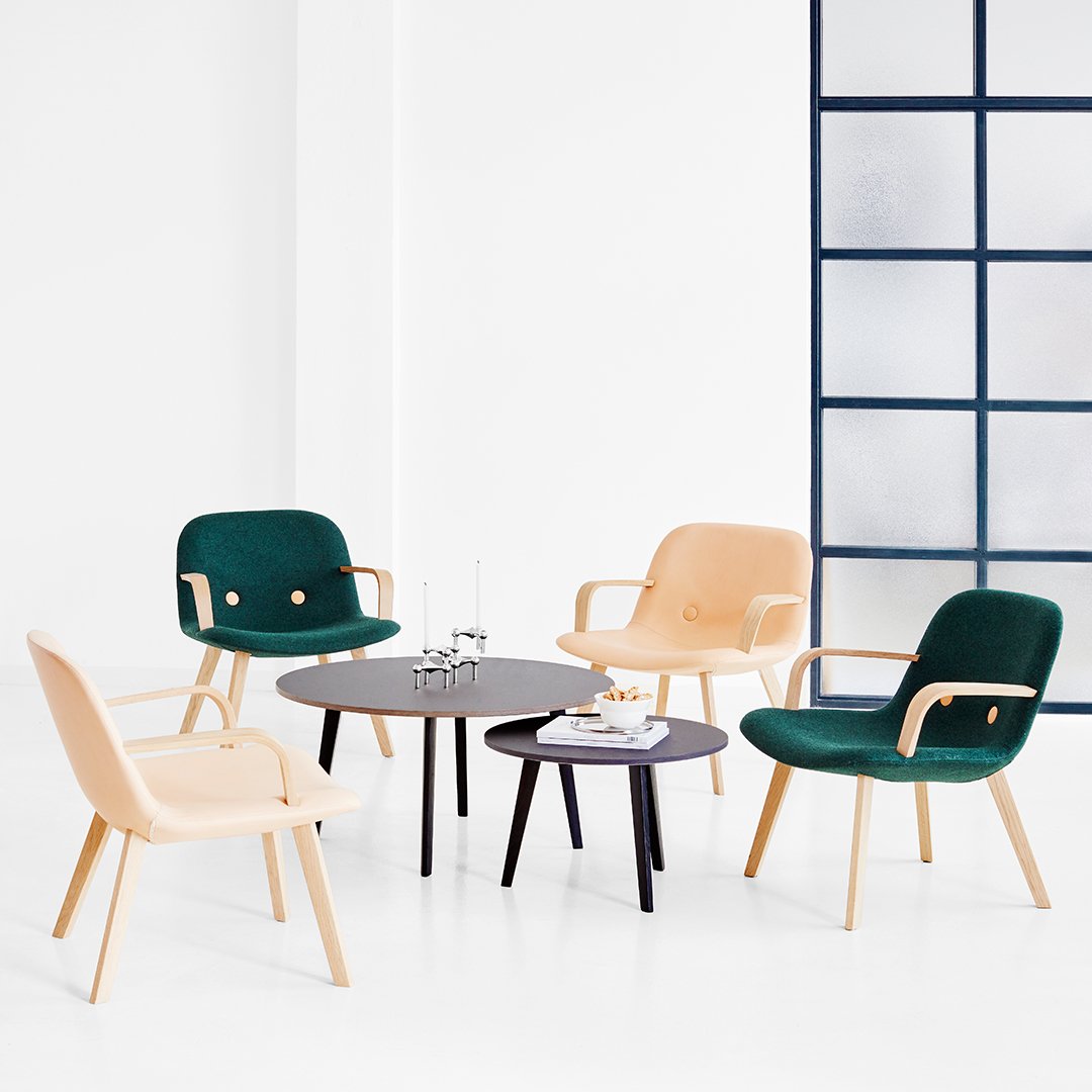 Erik Jørgensen Eyes Lounge Armchair with Buttons and Wood Base - Modern Scandinavian Living Room Chair for Home & Office Relaxation