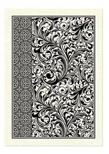 Michel Design Works Premium Natural Cotton Kitchen Towel - Black Florentine Pattern - Absorbent & Durable Dish Towels for Cooking, Baking & Kitchen Decor
