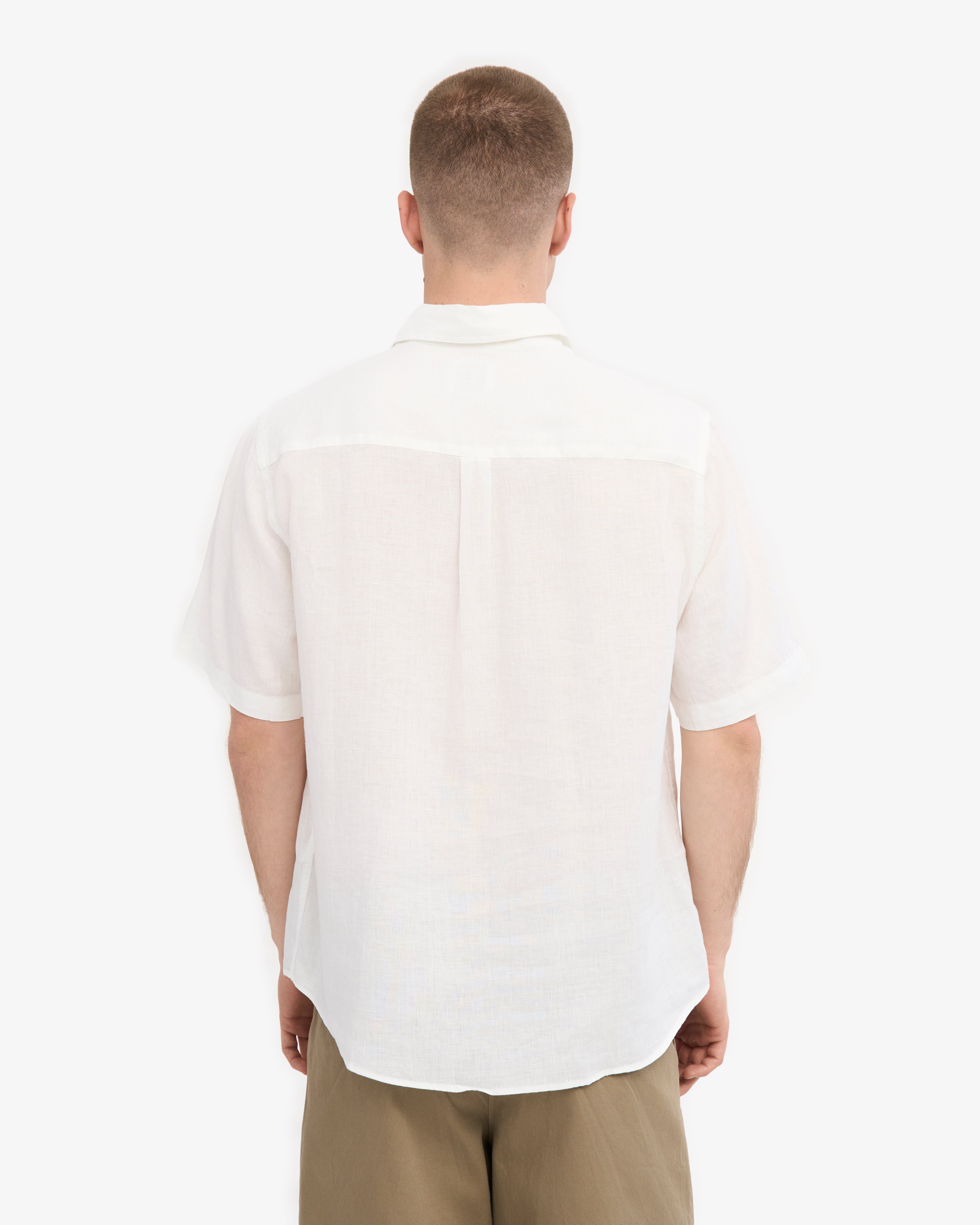 Premium Linen Short Sleeve Shirt for Men - Breathable Optical White Summer Casual Wear - Perfect for Beach, Office & Outdoor Activities
