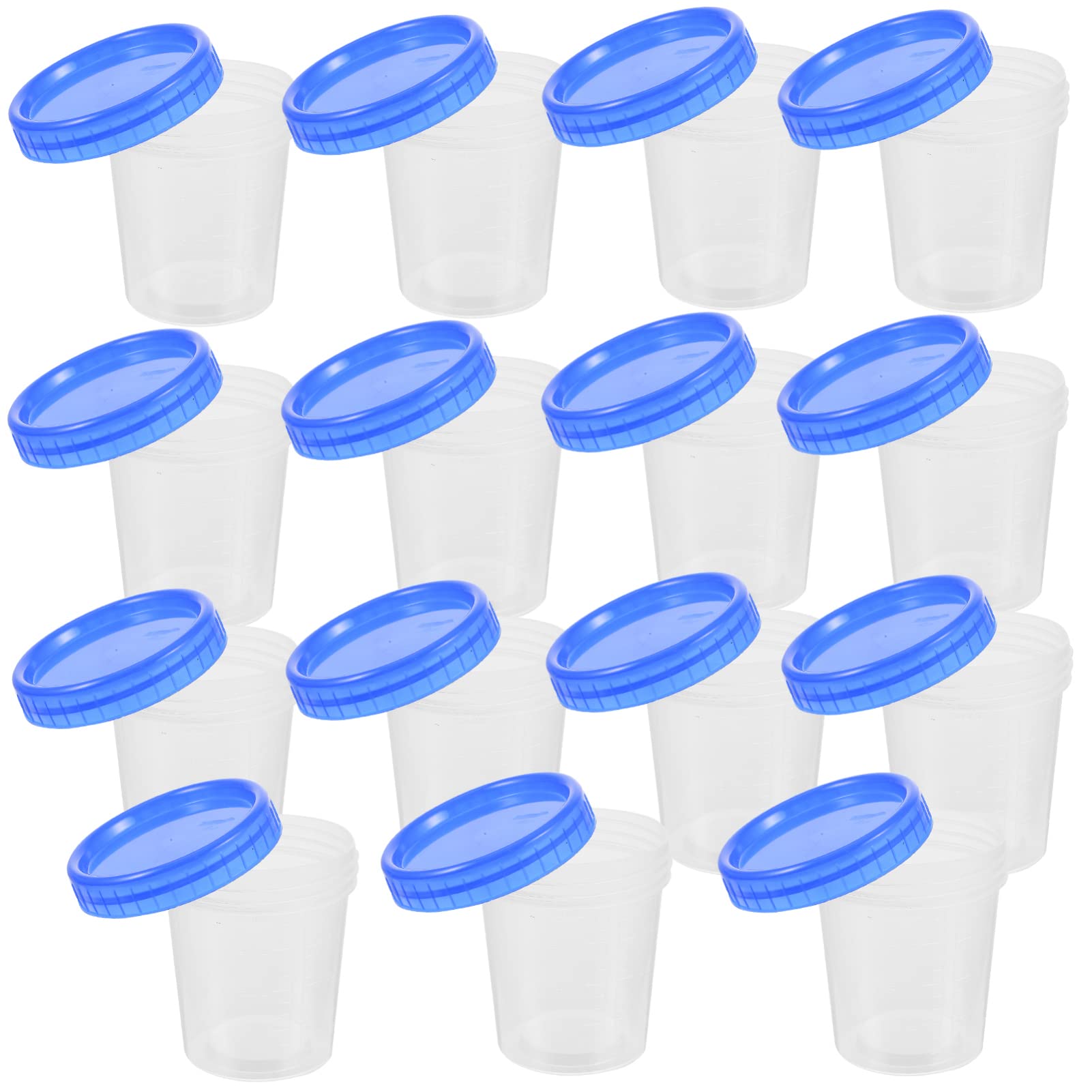 POPETPOP 15-Piece Plastic Measuring Cups Set - Transparent Dry & Liquid Ingredient Measuring Cups with Lids, Disposable Paint Mixing Cups for Baking, Cooking, Arts & Crafts