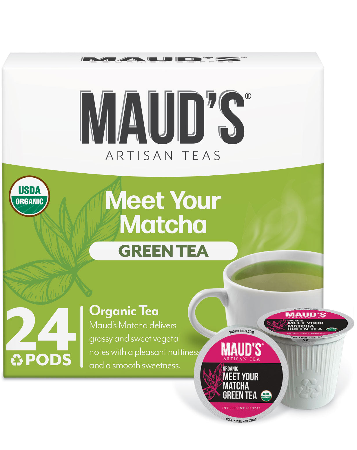 Organic Matcha Green Tea Pods by Maud's - Premium Japanese Ceremonial Grade for Energy & Focus - Perfect for Home, Office & Travel