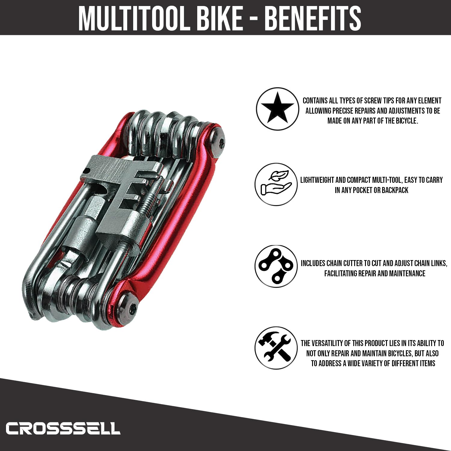 Professional Bike Multi Tool Kit - 18-in-1 Bicycle Repair Tool Set with Case | MTB Accessories for Cycling Maintenance | Perfect for Road & Mountain Bikes, Commuting & Emergency Repairs (Red)